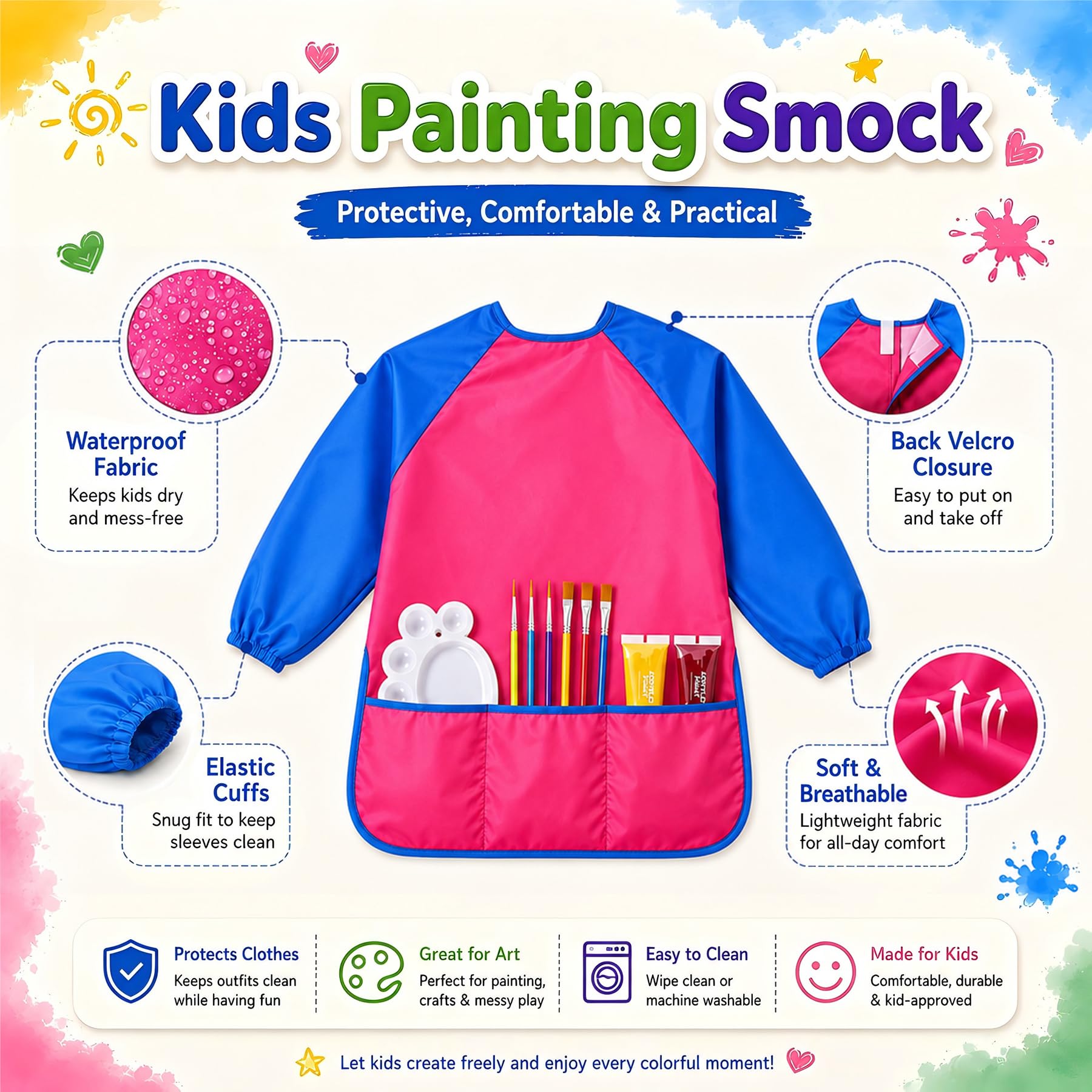Set Pittura a Dita Bambini, 12 Colori da 35 ml, Pittura Lavabile con Pennelli, Spugne per Pittura, Tavolozza, Secchiello Pieghevole e Grembiuli Genitore-Bambino, Regalo Bambina 6-8 Anni (Rosso)