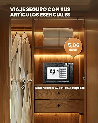 Miniatura 6 de ADIMO Caja fuerte, pequeña caja fuerte para dormitorio universitario con bolsa de dinero impermeable ignífuga para dinero en efectivo o documentos,