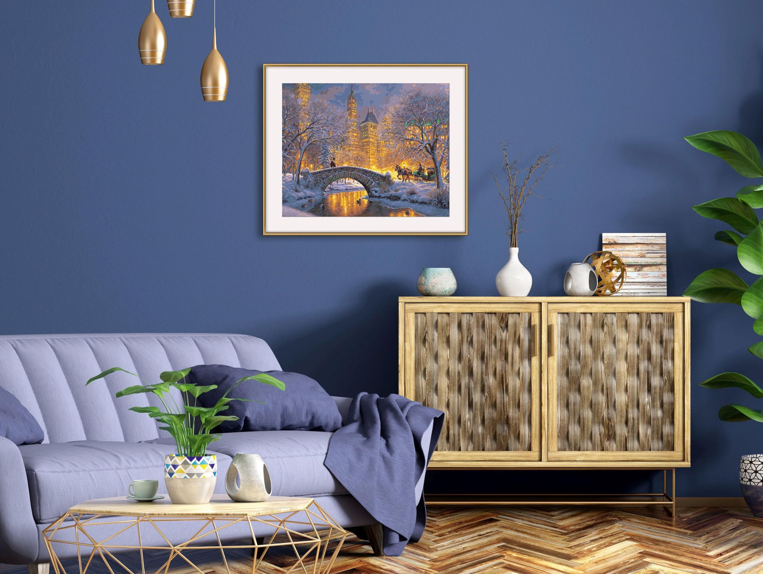 Schipper 609130874 Peinture par numéros - Nuit silencieuse au Central Park - Peinture pour adultes avec pinceaux et peintures acryliques 40 x 50 cm
