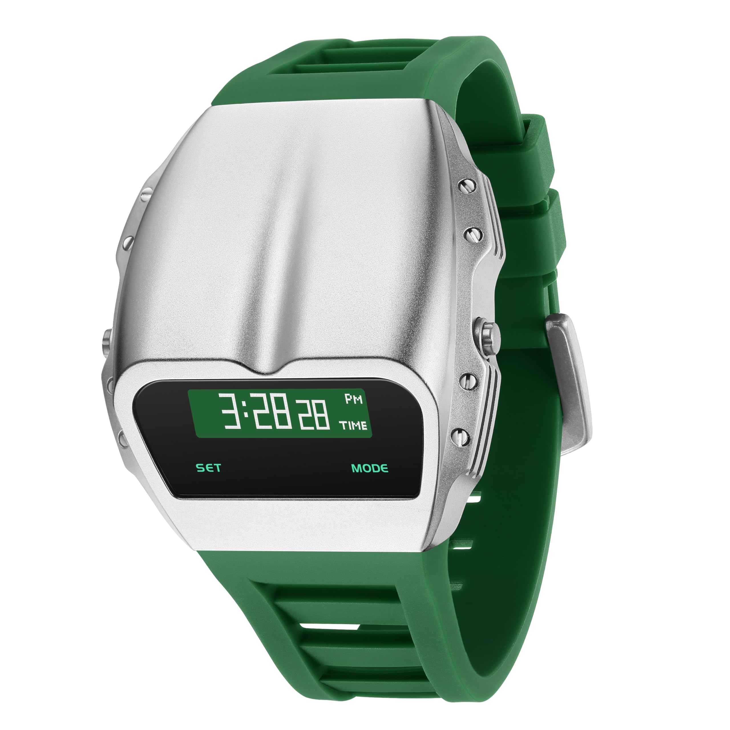 Unique Metal Watches, OLED Digital Watch Raise to Wake Screen, Racing Watch Design Men's Wrist Watches Silicone Strap Gifts for Men