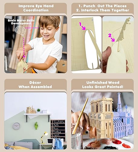 Miniatura 3 de Puzzled Notre Dame Cathedral 3-D de maderaPuzzle de sitios famosos Collectionasequible Regalo para Niños y AdultosArtículo  1904