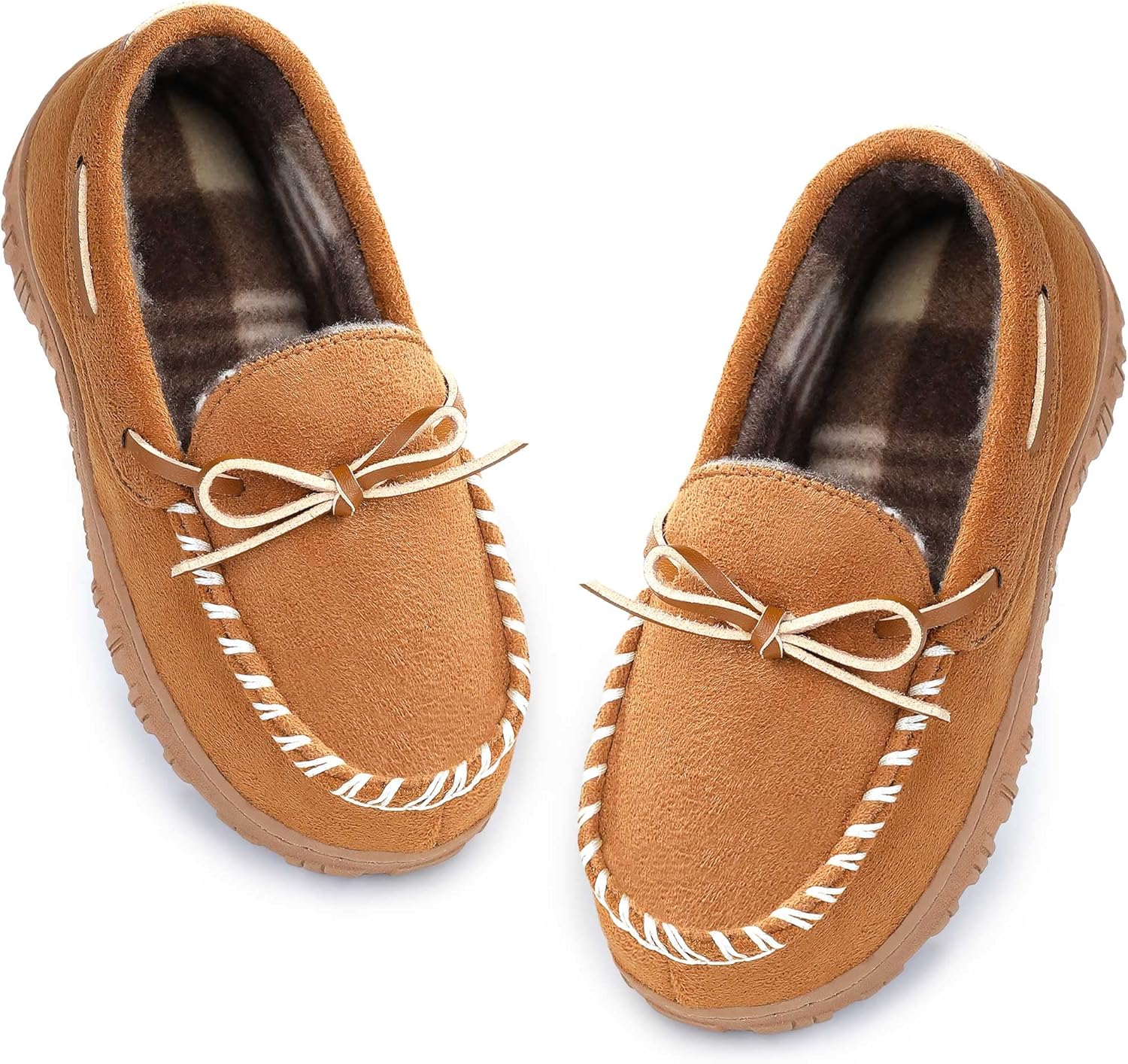 Boys House Slippers Memory Foam Moccasin Shoes Furry Plush Lining Non Slip Indoor Outdoor Boys Slippers for Big Kids Little Kids