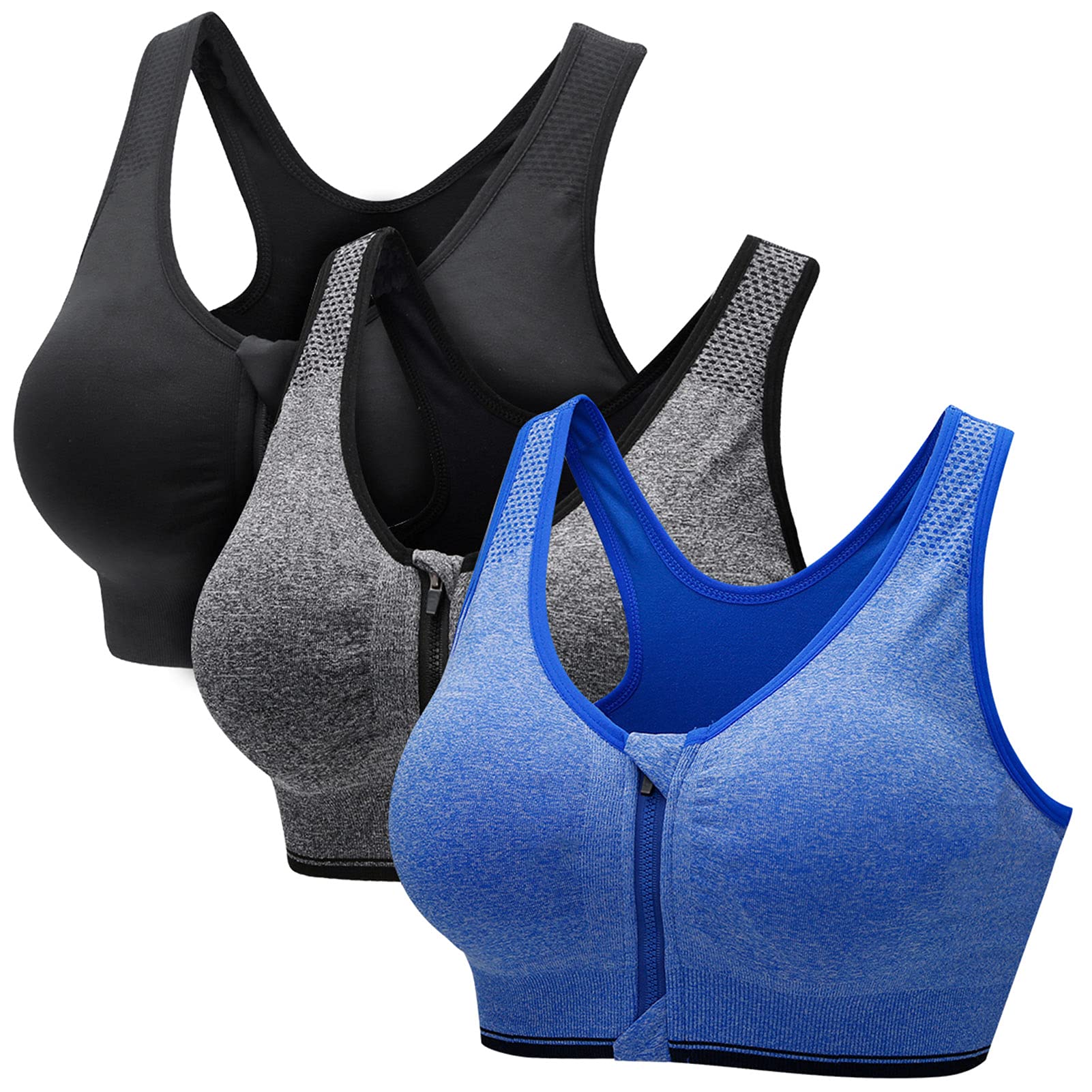 CARETOO Sujetador Deportivo para Mujer Cierre Delantero Sujetador Deportivo Post Operatorio para Yoga Fitness - con Cremallera