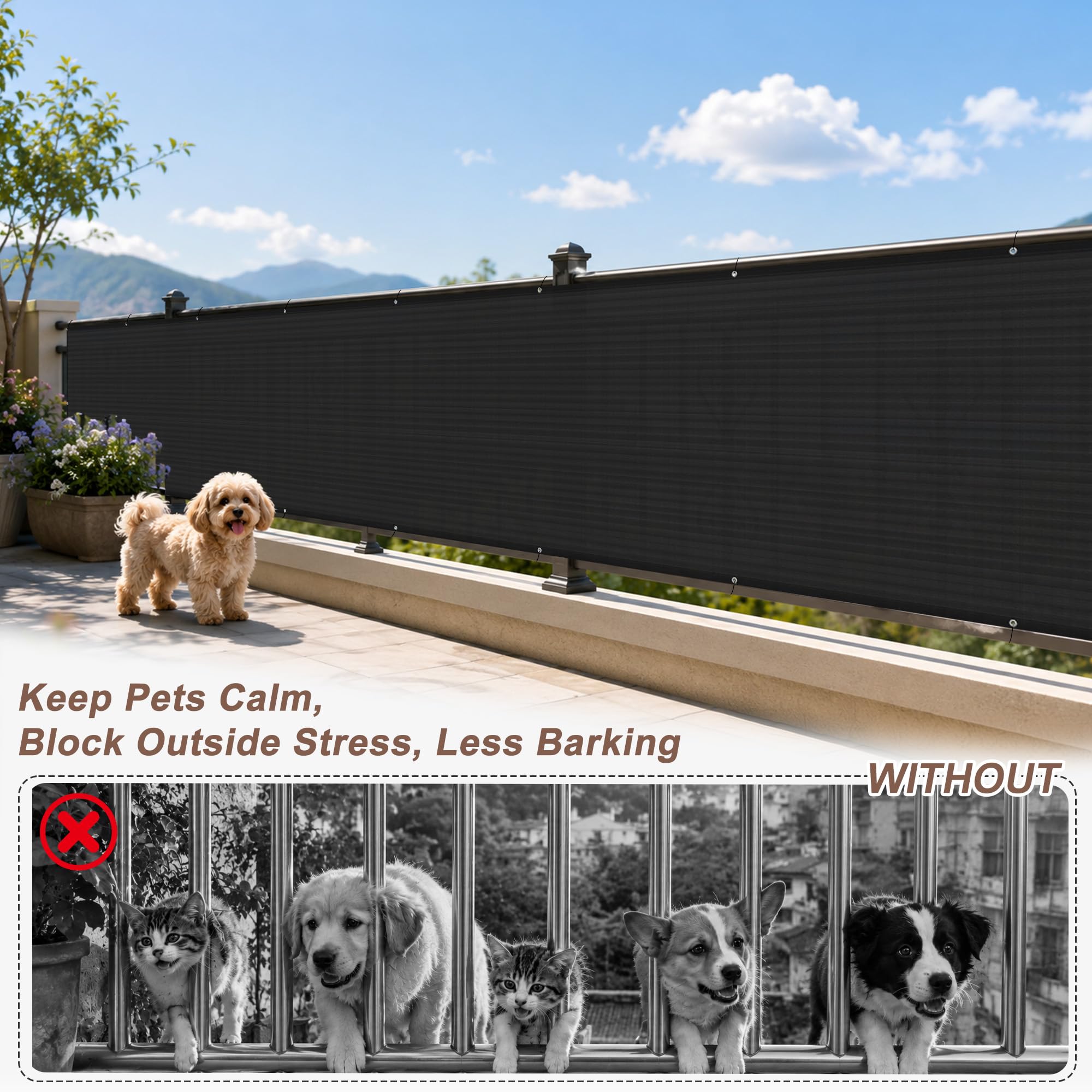 Sunny Guard Brise-vue en maille robuste 0,9 x 3,6 m protection à 90 % noir
