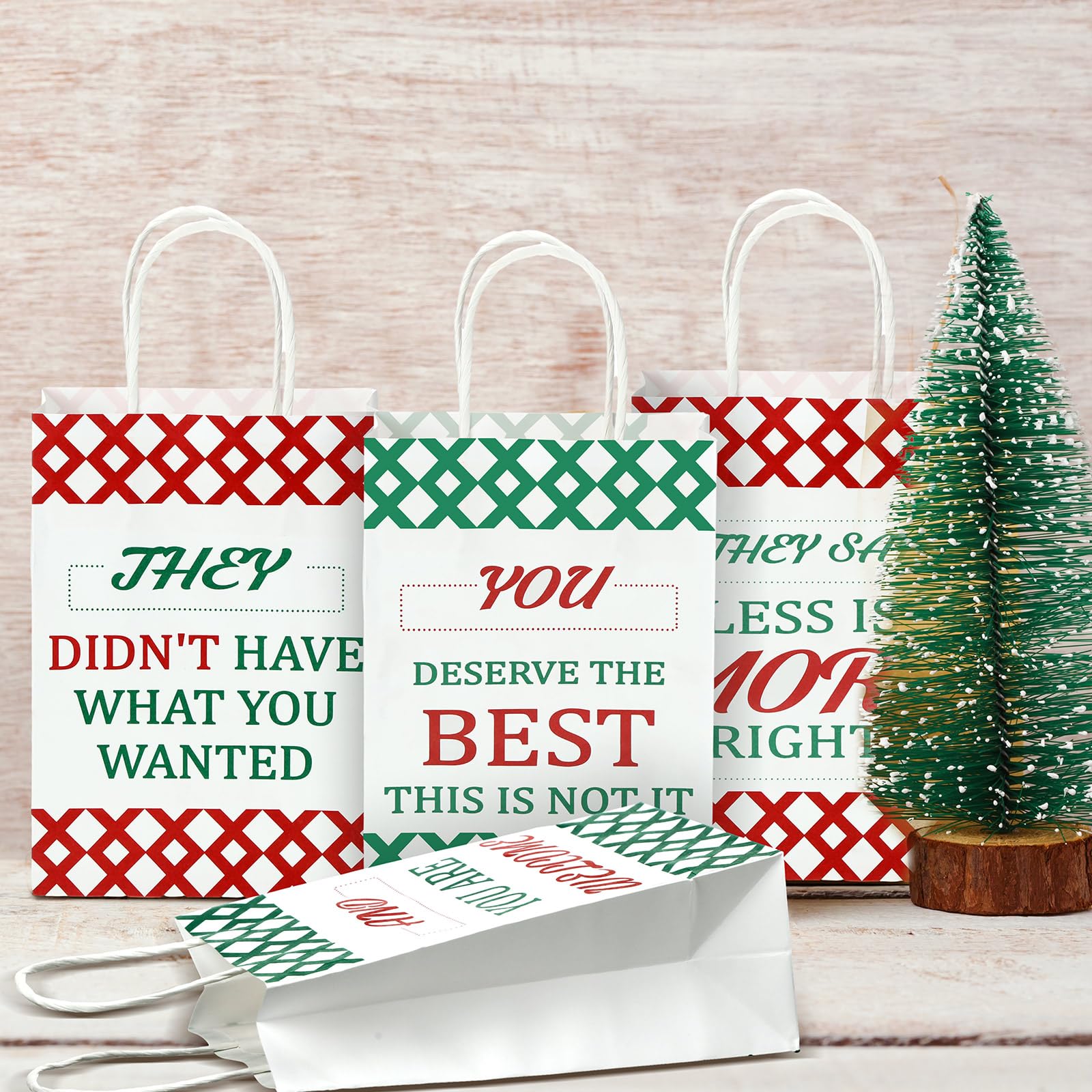 Glenmal Divertenti sacchetti regalo di Natale divertenti sacchetti di carta da regalo di Natale con manico, sacchetti regalo per Natale, esilaranti sacchetti regalo di Natale, dolcetti di Natale, 15,9