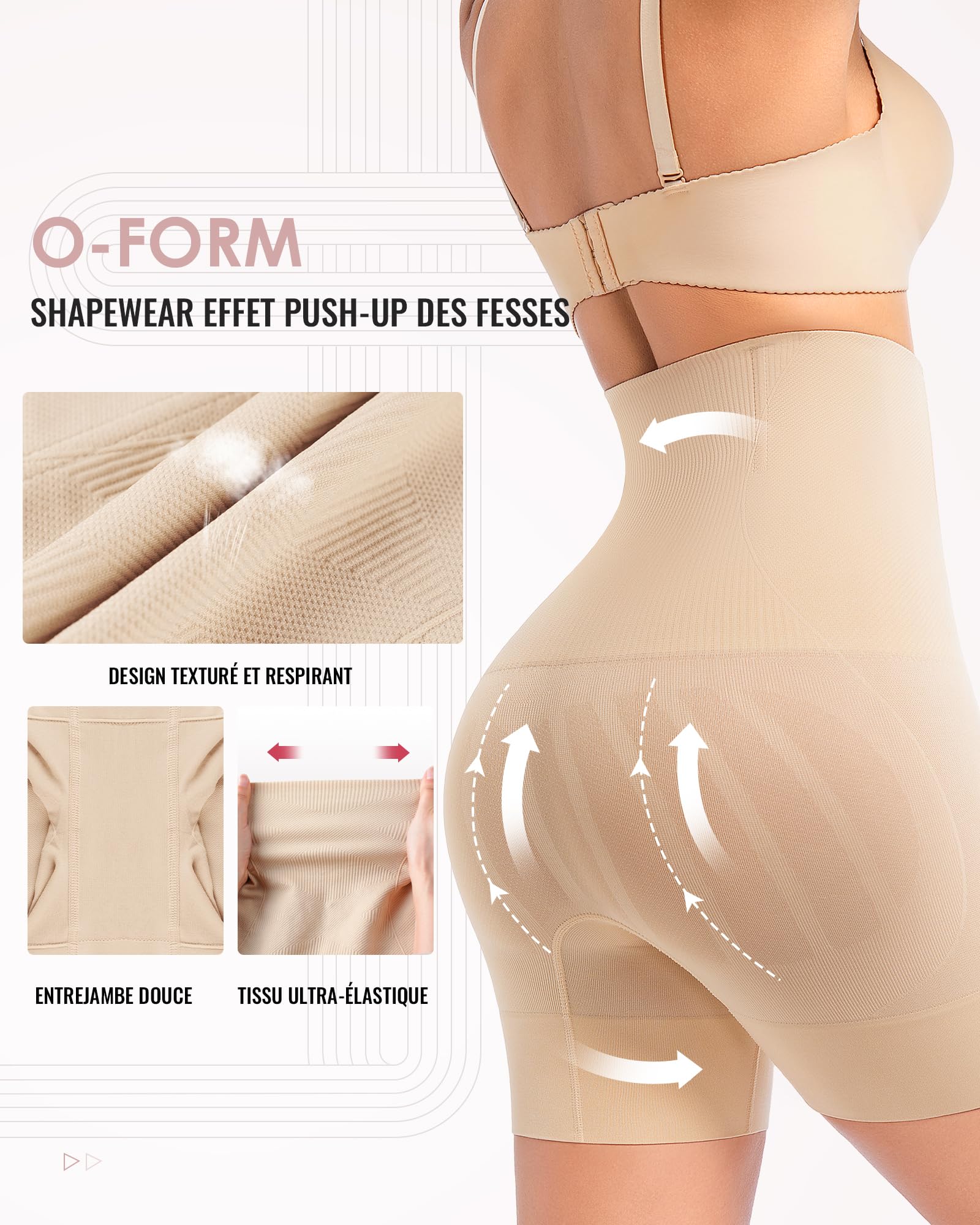 YADIFEN Culotte Gainante Femme Taille Haute, Shapewear Amincissante à Double Couche, Contrôle Fort du Ventre, sous-vêtements Sculptants Respirants, Shorty Gainant (Beige, XL)