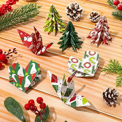 Miniatura 5 de Whaline Juego de 12 diseños de papel de patrón de Navidad, tamaño A5, 60 hojas, muñeco de nieve, Papá Noel, hombre de jengibre, papel brillante