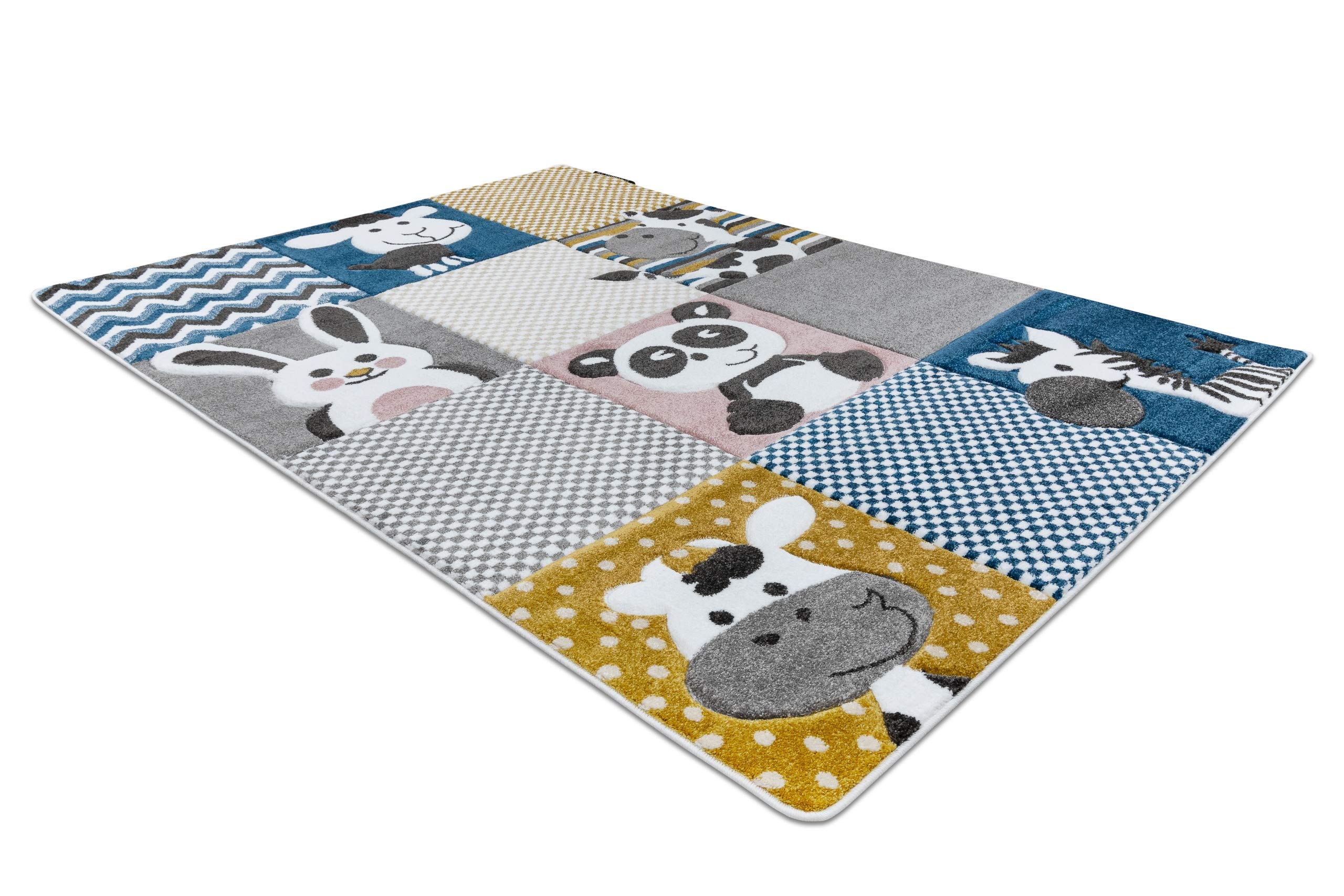 Rugsx Kinderteppich HASE Grau 120x170cm - Weicher Spielteppich Für Babyzimmer