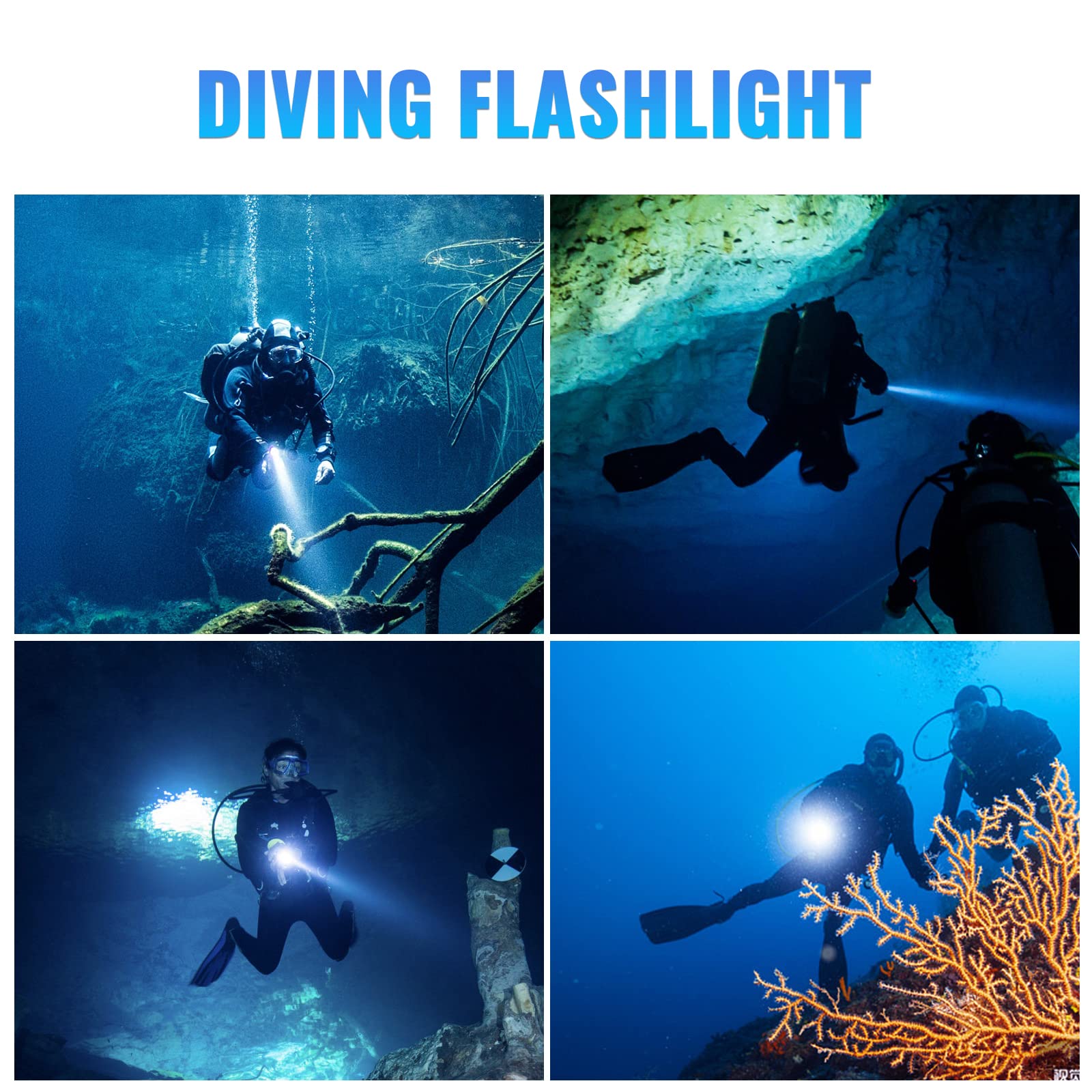 Sofirn SD05 - Luz de buceo de 3000 lúmenes, linterna subacuática superbrillante, IPX8 impermeable de 100 m, interruptor de anillo magnético, 4 modos para buceo nocturno, cueva