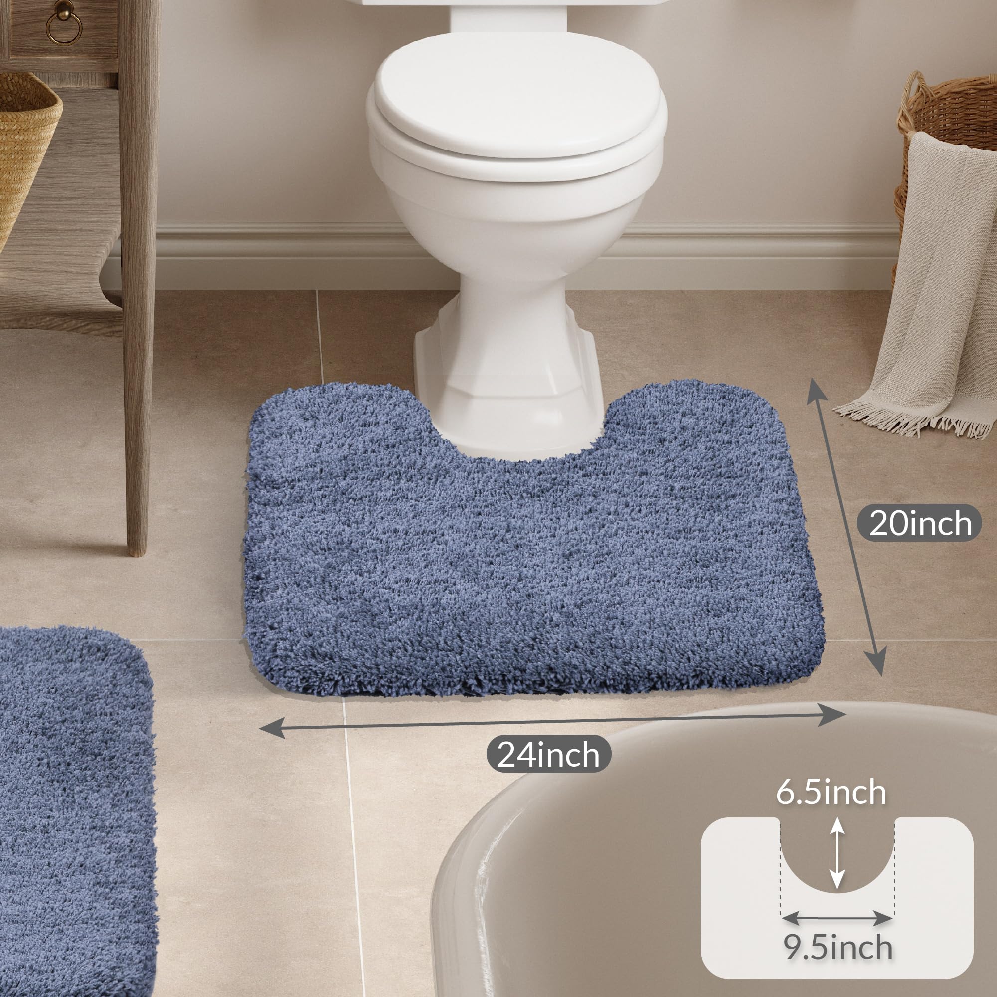 Amazon.com: Walensee Contour Rug (20x24, Blue) Non Slip Bath