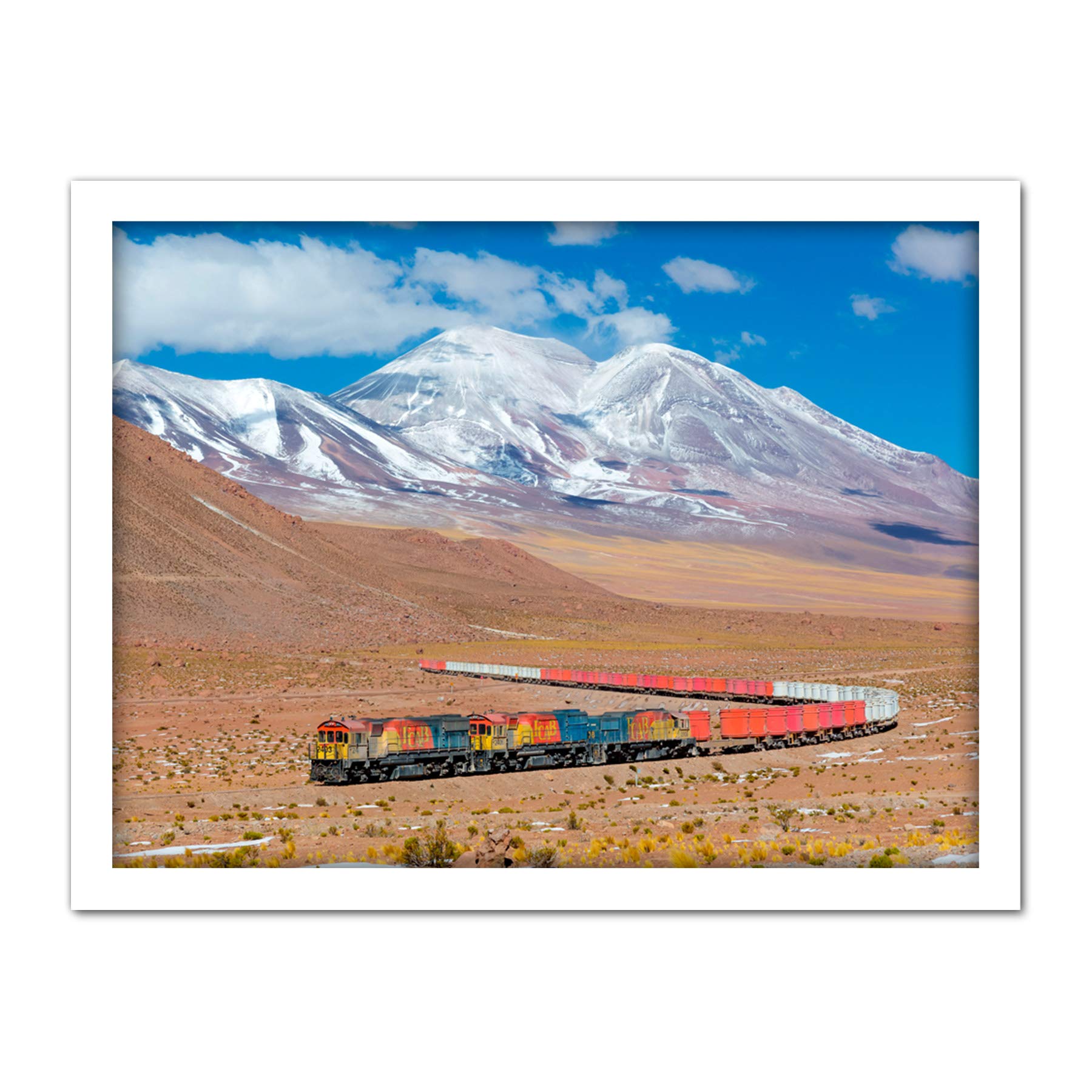 Artery8Gubler South American Bucket Train San Pedro Volcano Photo Artwork Framed Wall Art Print 18X24 Inch
