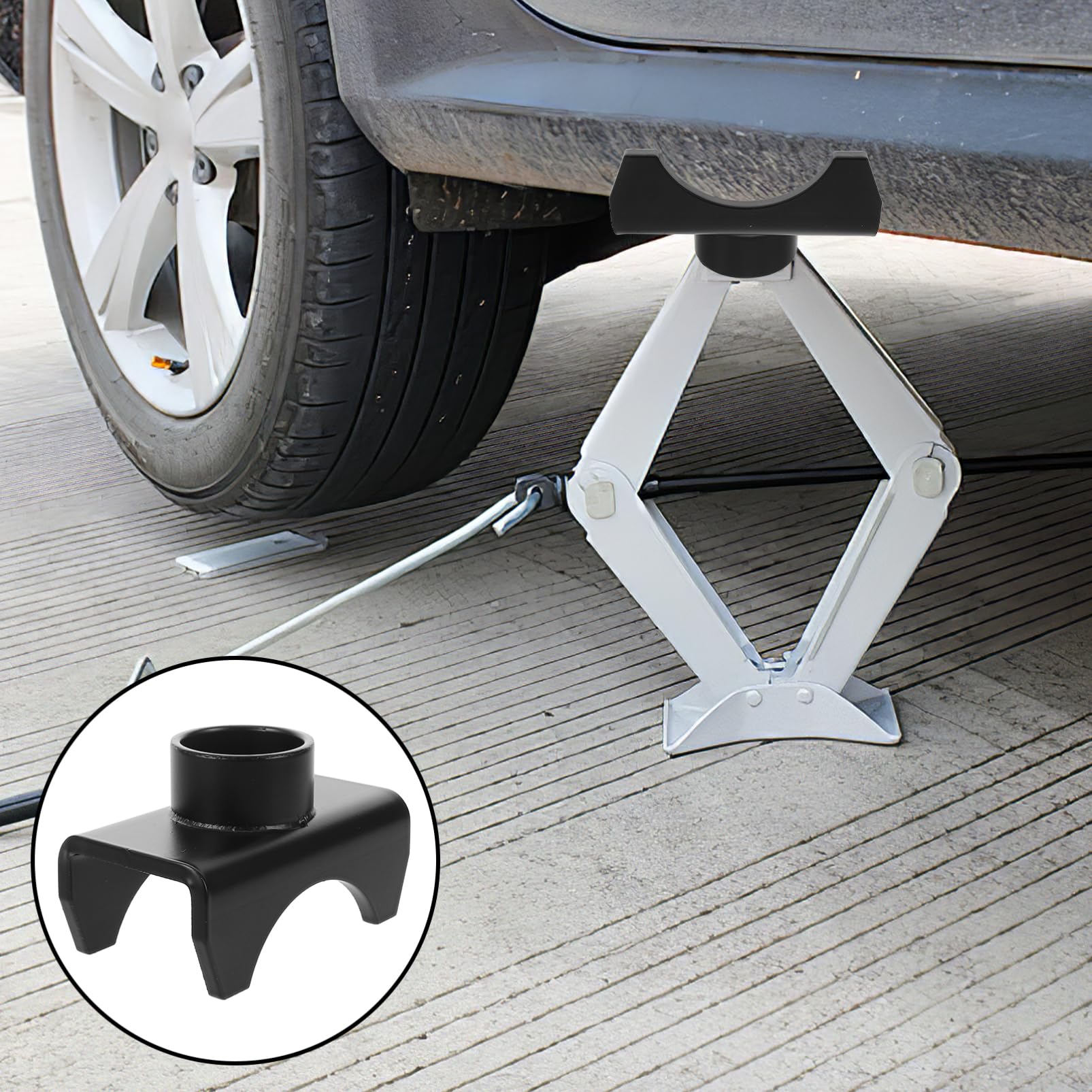 PRETYZOOM Adaptador de Eje de Gato Hidráulico Soporte de Elevación para Remolques Camiones Adaptador de Eje de Gato Accesorio para Automóviles Material Resistente Almohadilla Antideslizante