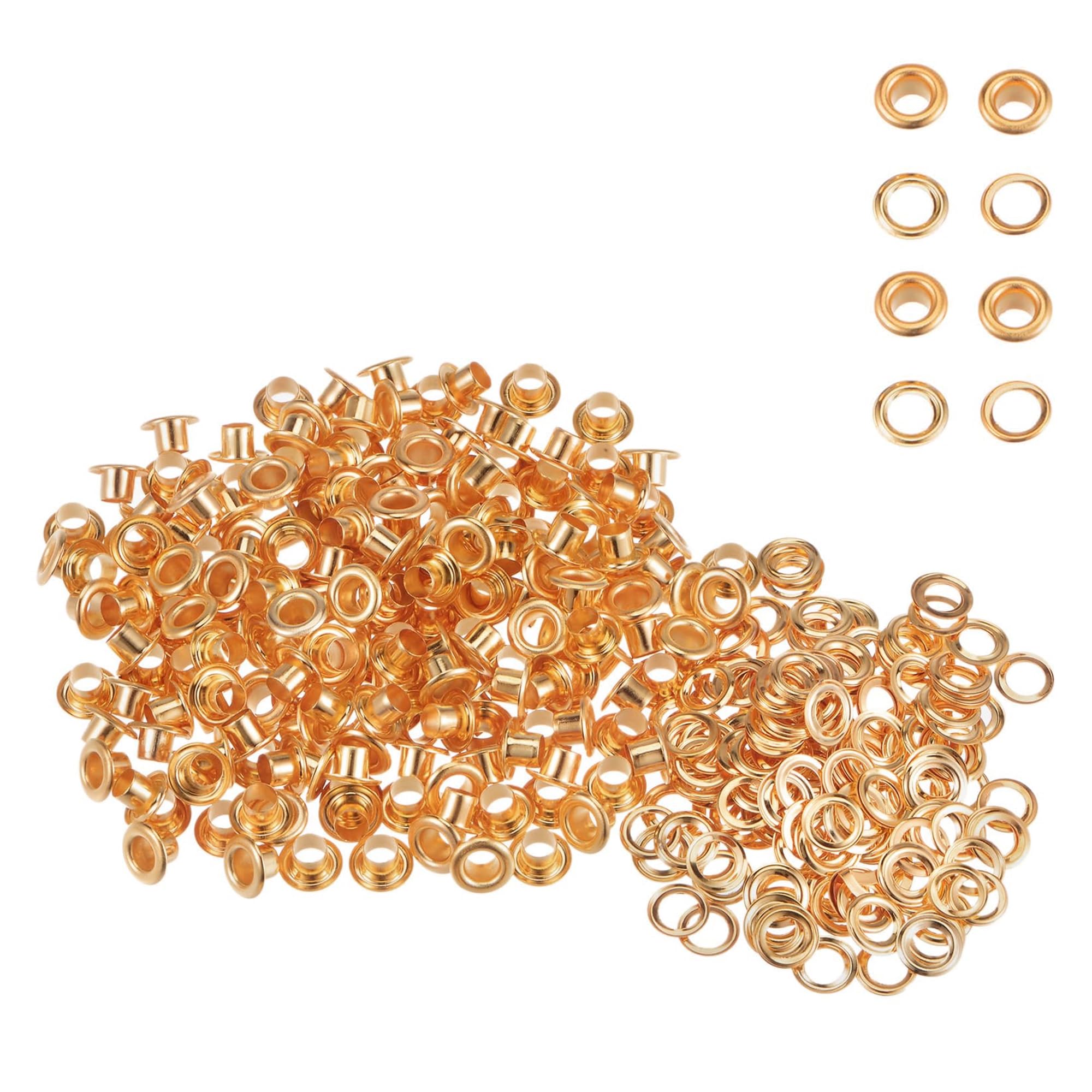 Weddecor 4mm Gold Brass Eyelets Grommets Washers 100pcs Leather Craft Round