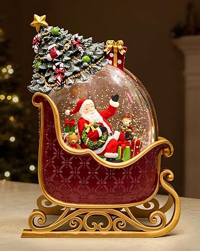 Miniatura 23 de Globo de Nieve Grande de Iglesia Navideña con Belén que se Ilumina, Globo de Nieve con Música, Globos de Nieve Blancos de Navidad de 9.84" para