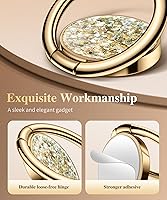 Vista 4 de GVIEWIN Soporte de anillo para teléfono celular con purpurina, soporte metálico con agarre, rotación de 360°, compatible con iPhone 17/16/15/14/Pro