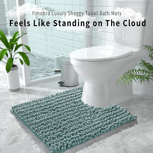 Miniatura 580 de Yimobra - Tapete de baño largo de felpilla, grande de 55.1 x 24 pulgadas, microfibra gruesa, absorbente, extrasuave, antideslizante, peludo, lavable