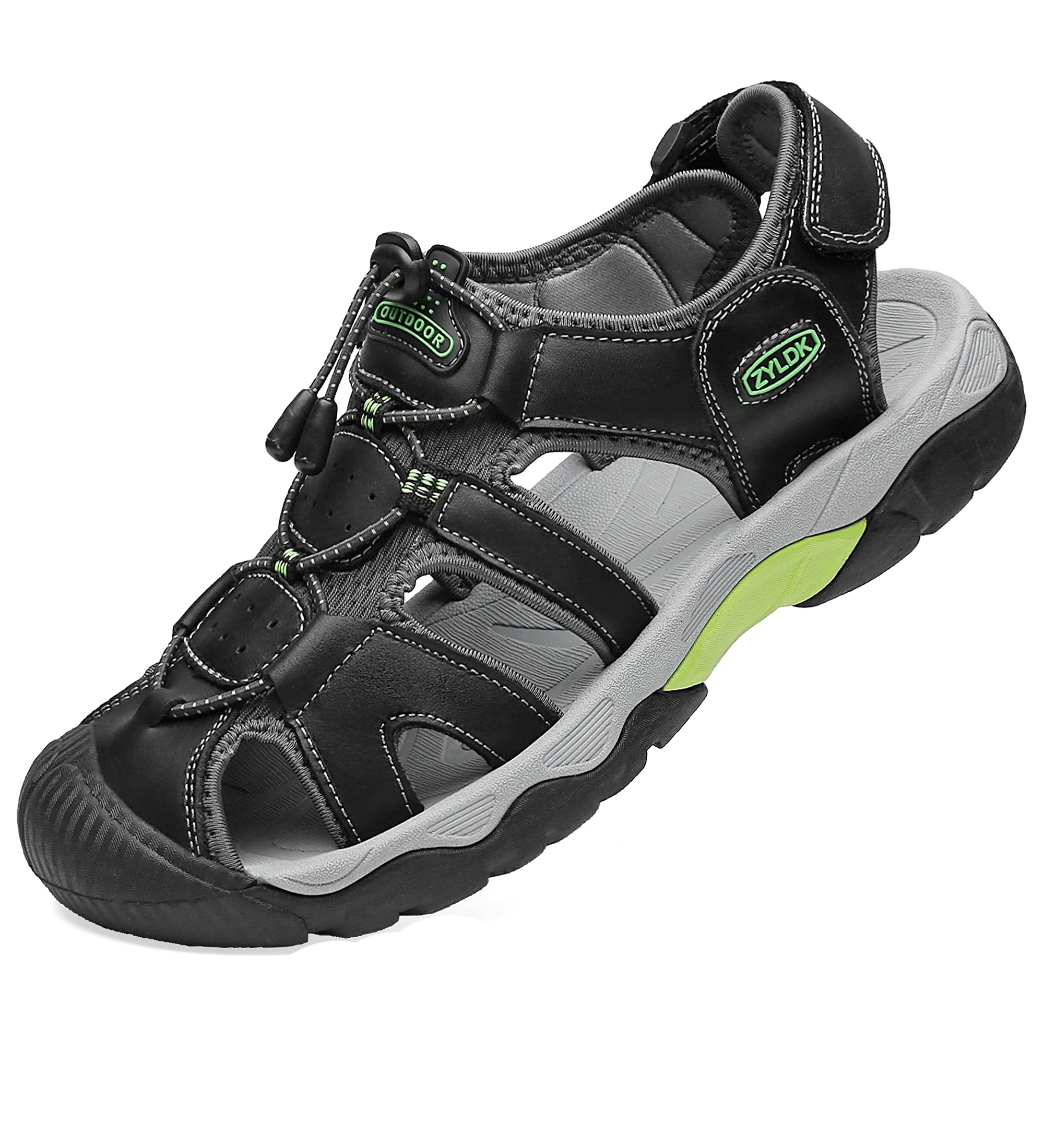 Sandalias Cuero Deportivas para Hombre de Verano Playa para Aire Libre Excursionismo Cuero Zapatos Velcro Zapatos Impermeables Playa