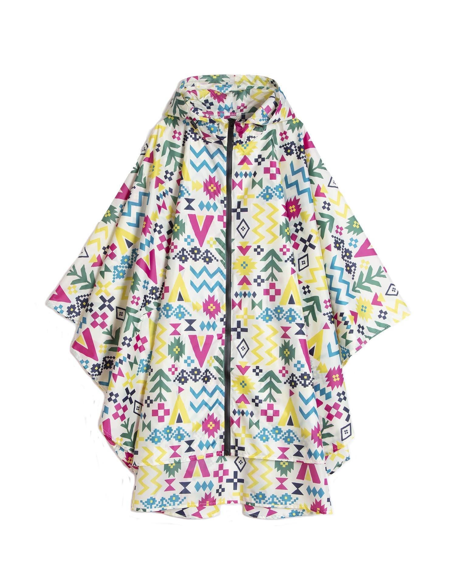 Freesmily Women's Colourful Rain Poncho Stylish Waterproof Raincoat With Hood And Zip, One Size