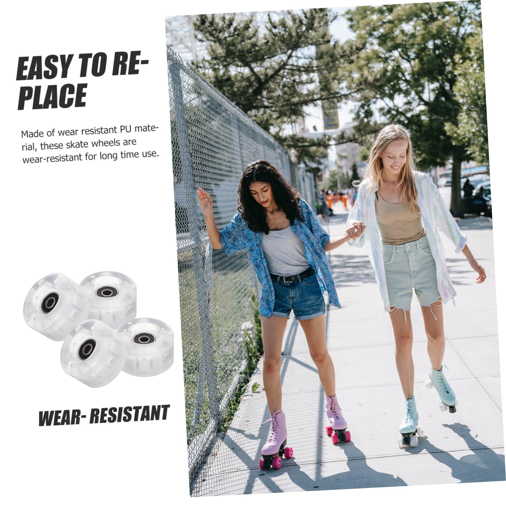GALPADA Roller Skate Wheels Outdoor Wear-resistant Flashing Skating Wheels for Street Skateboarding
