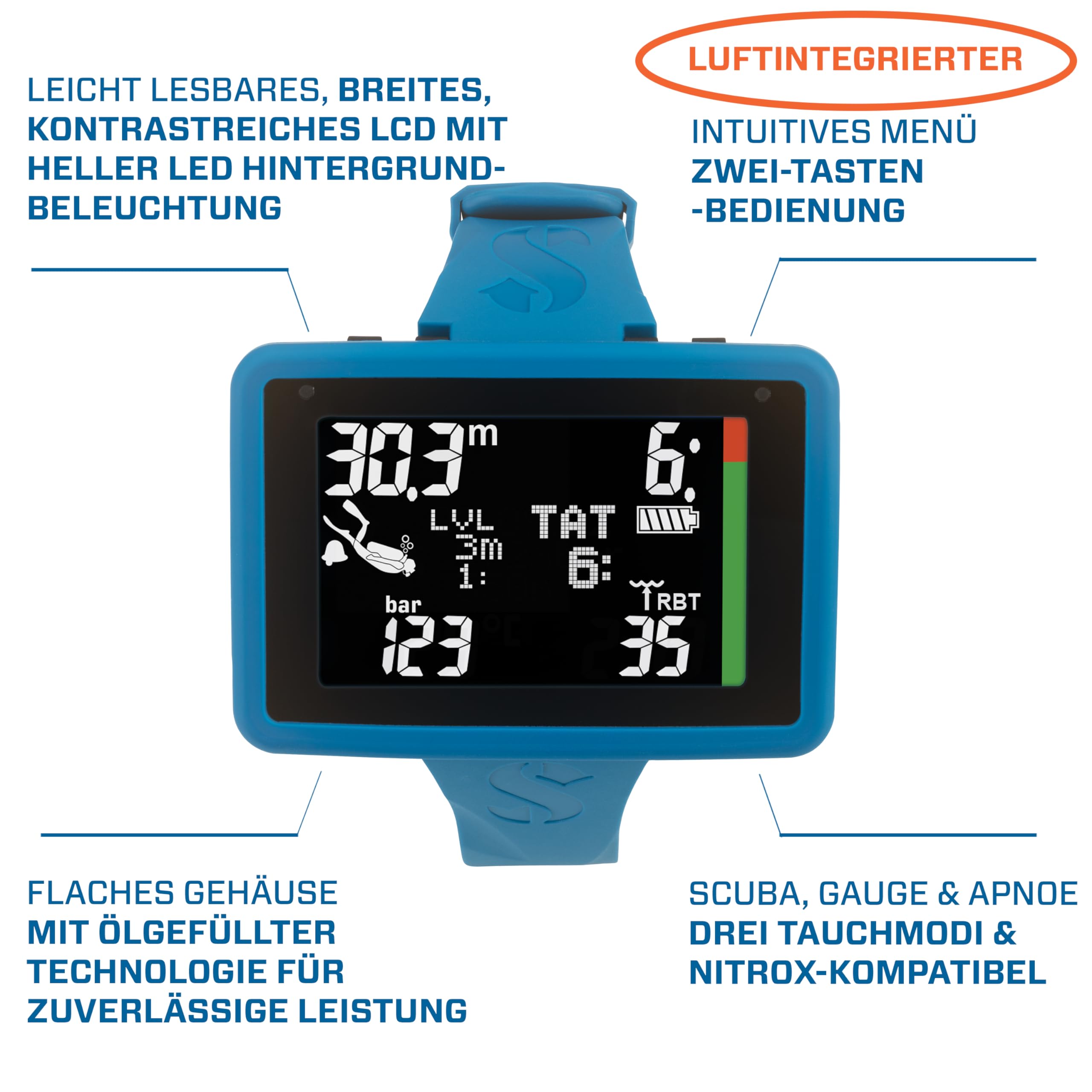 Scubapro LUNA 2.0 AI Tauchcomputer mit Smart+ Pro Sender