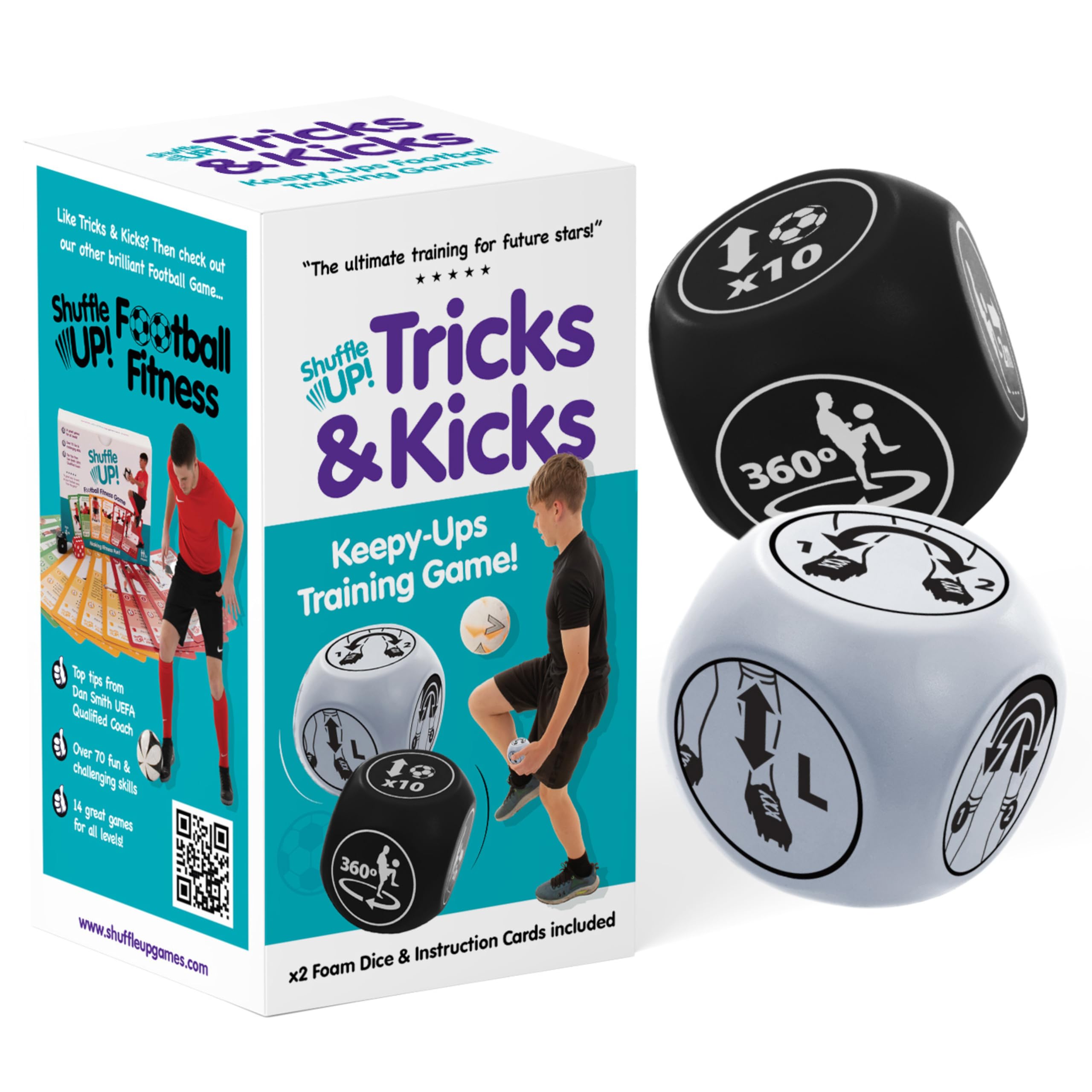 Shuffle Up Tricks & Kicks Football Dice Game, Keepy Uppy Small, Black