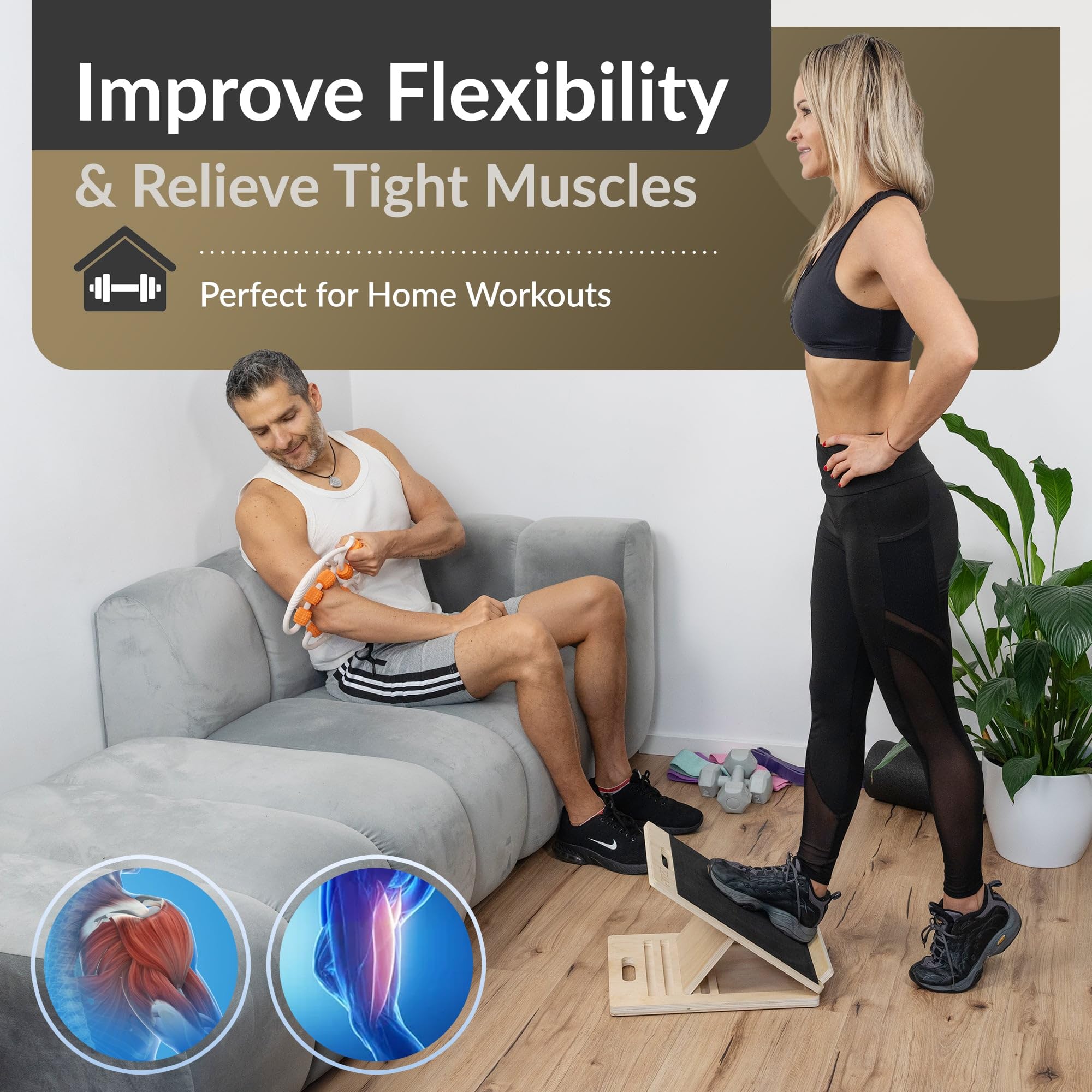 Slant Board for Calf Stretching - Calf Stretcher Slant Board for Physical Therapy Equipment - Leg Stretcher, Hamstring Stretcher, Foot Stretcher - Incline Board Achilles Stretcher