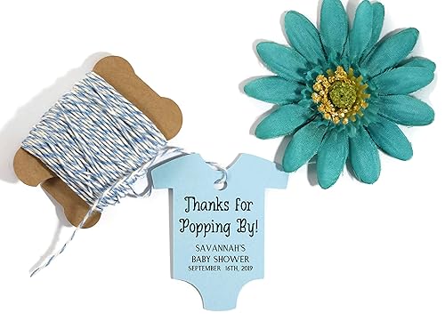 Miniatura 6 de Personalized Baby Shower Tags in One Piece Shape - Thanks for Popping By - 15pc (Blue)