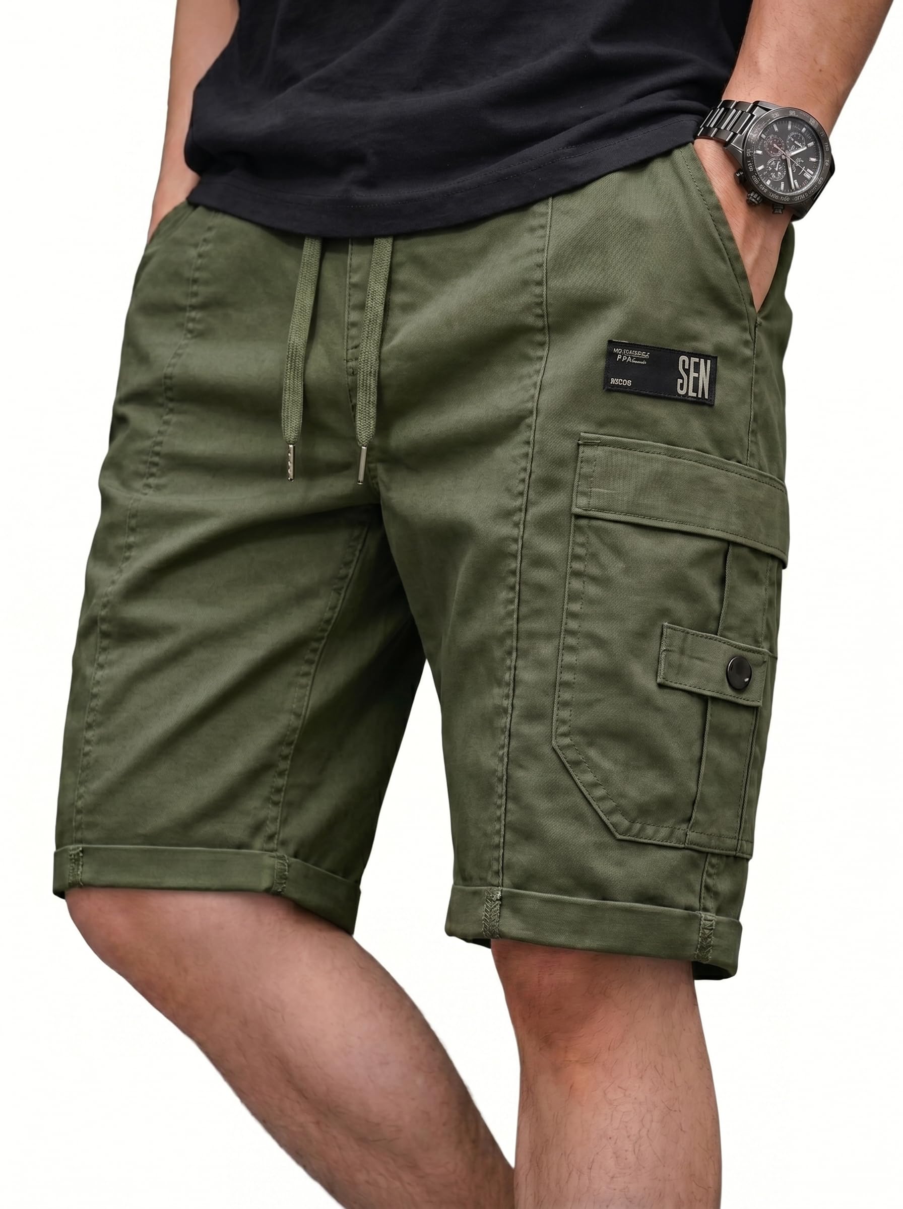 Men's Cotton Shorts with Pockets Knee Length Regulat Fit and Solid Pattern | Men Casual Short Pants Regular | Shorts for Mans Short Tight Pant for Mens Stylish-picture-47