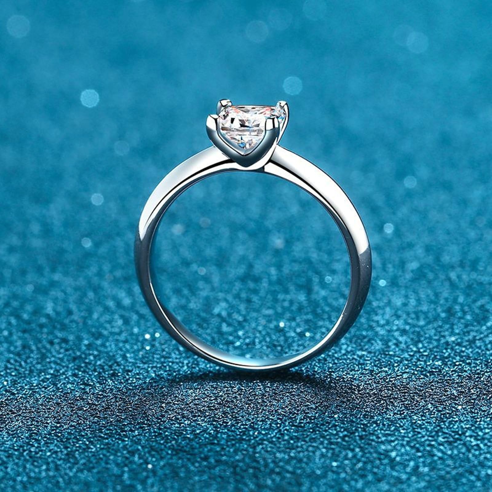 Anelli Donna Platino Bianco 18K 1ct Bianco Principessa Diamante Coltivato da Laboratorio Anello Donna Fidanzamento