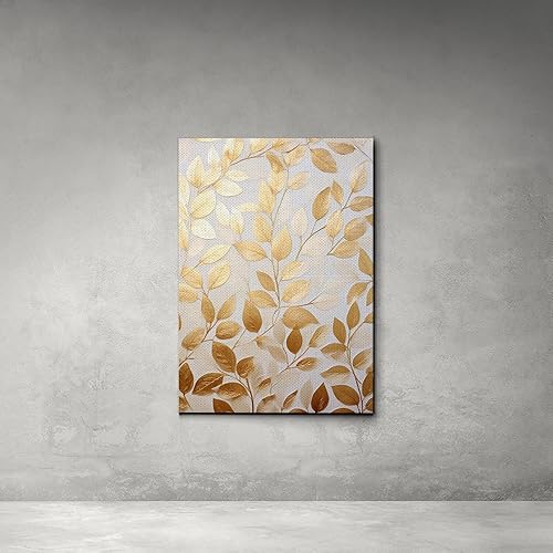 Miniatura 4 de Original Ginkgo biloba Print On Canvas, Modern Textured Gold Wall Art, Abstract Gold Leaves Print, Living room Wall Decor, Wall Art Canvas, Arts