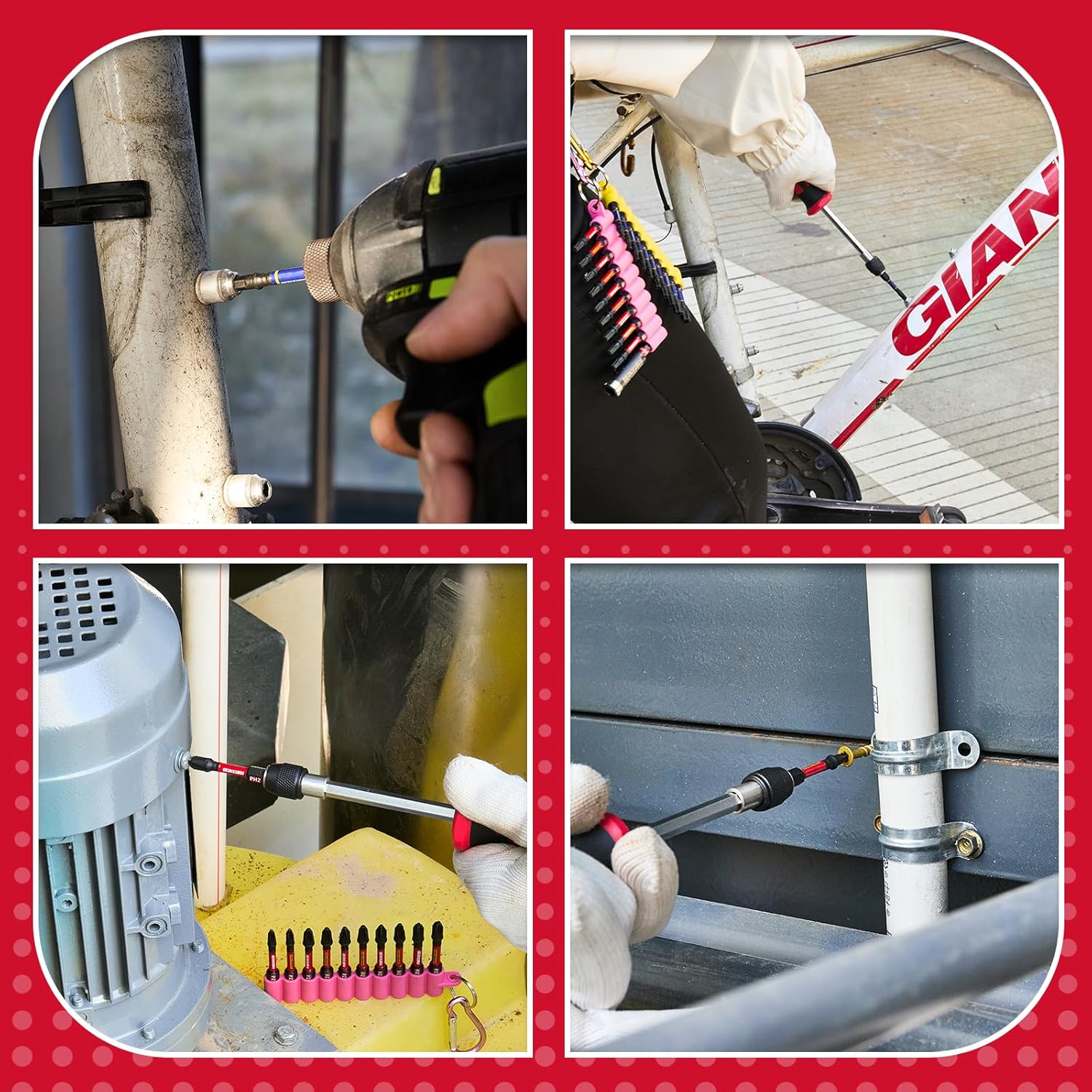 Impact Screwdriver Bits Set, 50 Pieces 2”Muliti Head Magnetic S2 Steel Driver Bits PH/SQ/Torx/Hex/PZ with Soft Hanging Strips