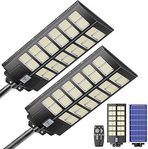 Miniatura 9 de Luces solares de calle de 5000 W para exteriores, 7000 K 480000 lúmenes, luz de calle LED para exteriores, del atardecer al amanecer, lámpara LED