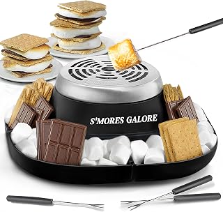 S'MORES GALORE™ Electric Smores Maker Tabletop Indoor - Perfect Family Smore Maker All Year Long - Indoor Marshmallow Roaster Smores Kit & Serving Tray - Electric S'mores Maker w/4 Skewers