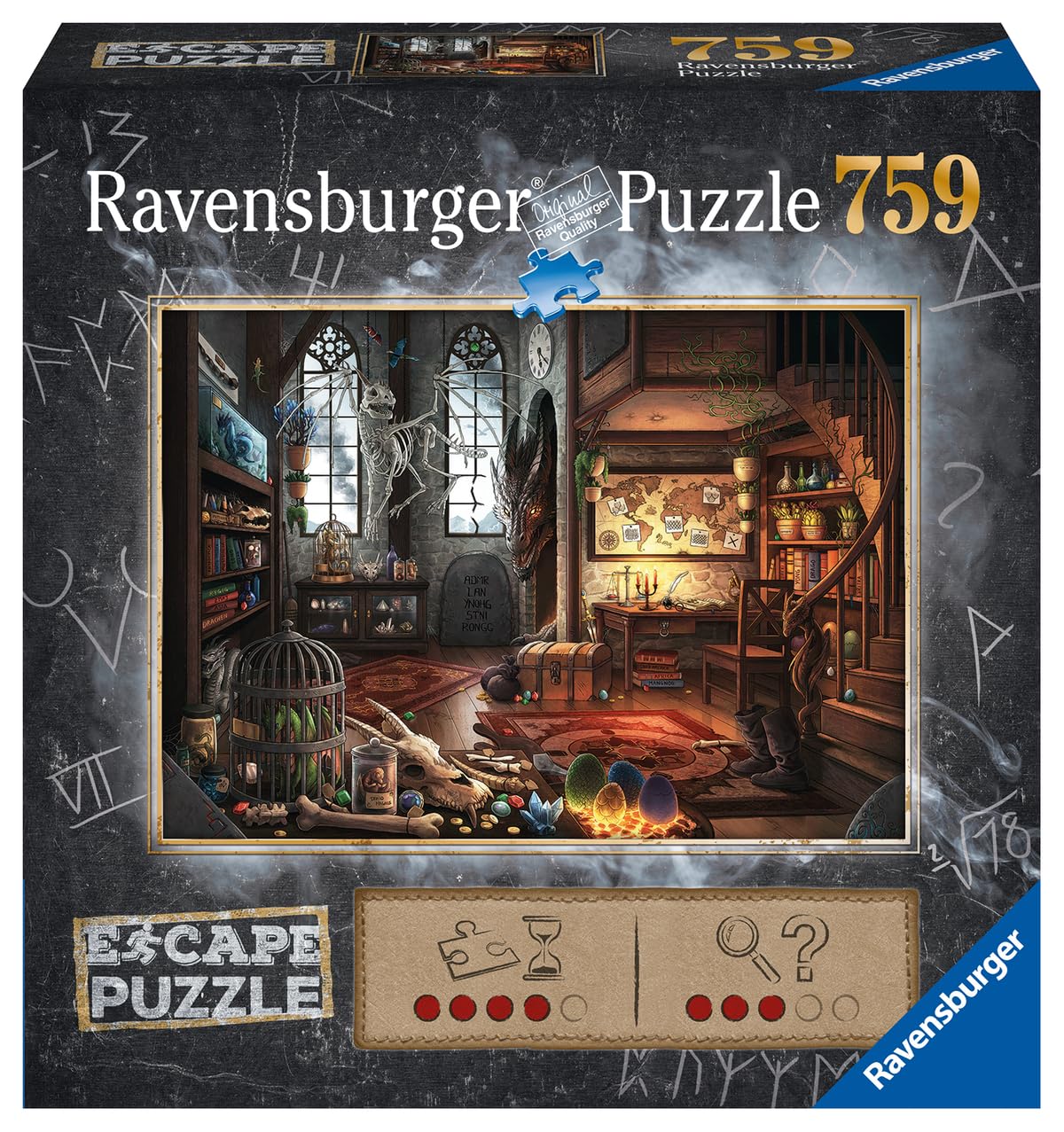 Ravensburger - Escape Puzzle - L'antre du Dragon - pour Adultes et Enfants dès 12 Ans - 759 pièces, 1 Guide de Jeu, 1 enveloppe Solution - Inspiré des Jeux d'évasion - 19960