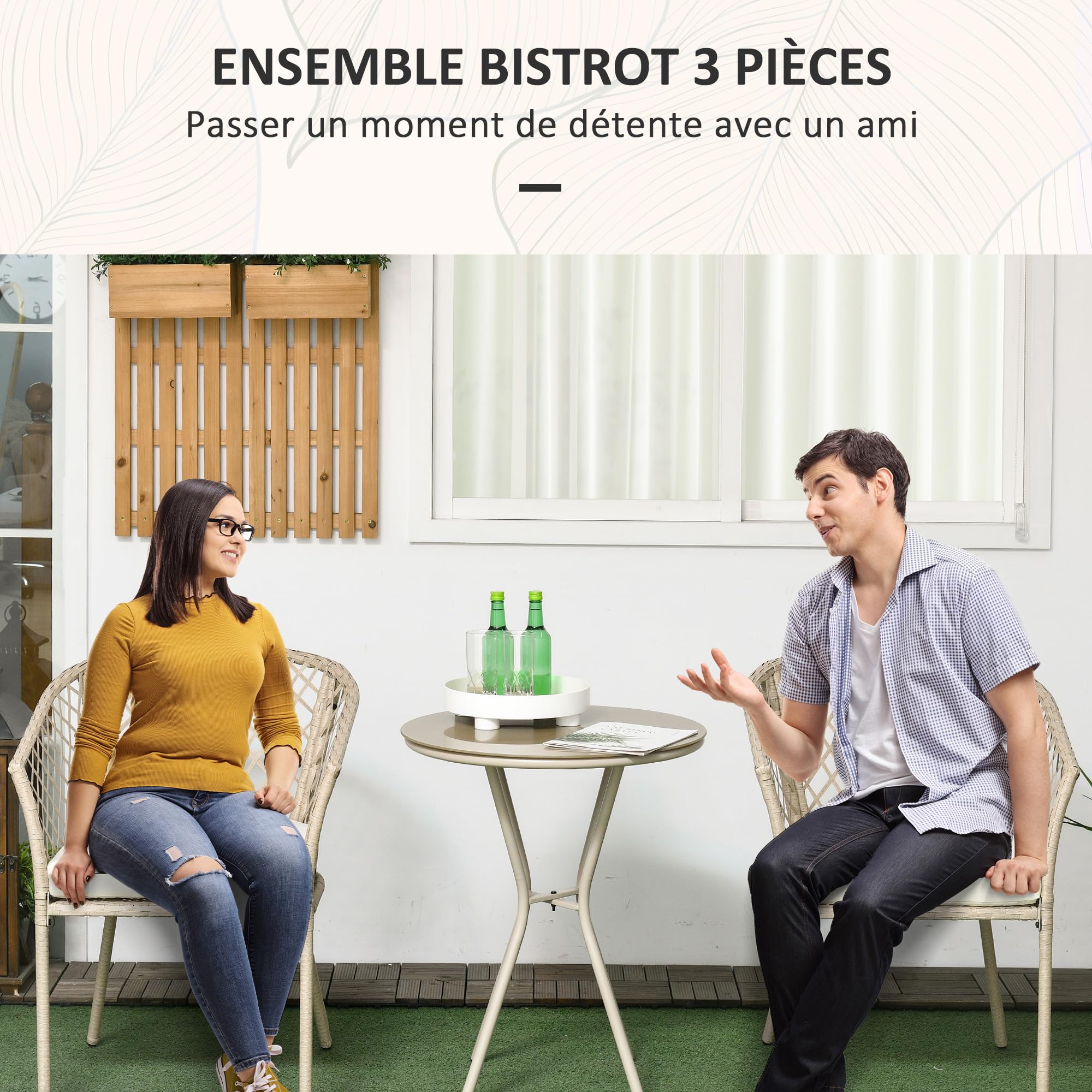 Outsunny bistroset metaal 3-delig groen