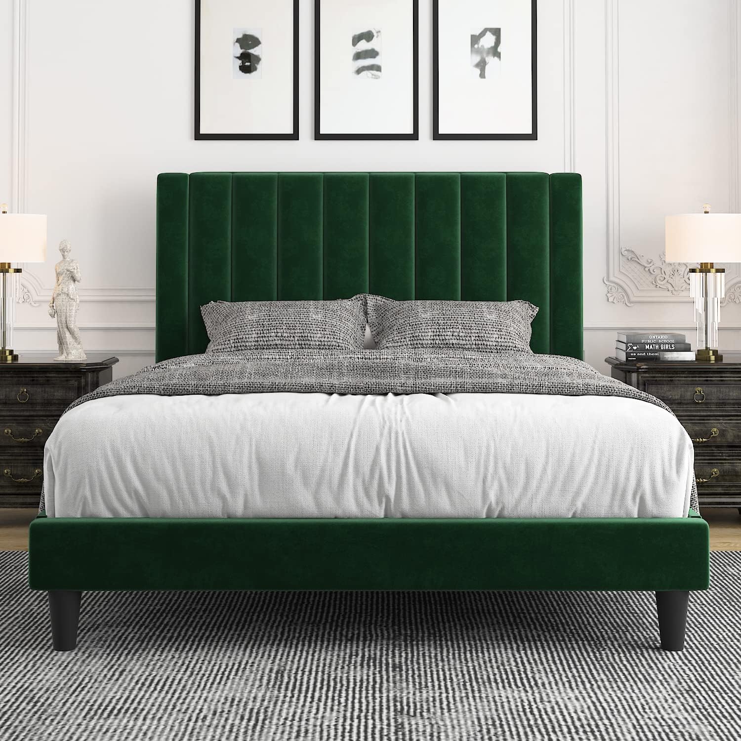 Allewie Full Bed Frame/Velvet Upholstered Bed Frame with