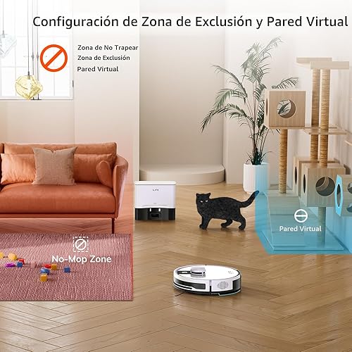 Miniatura 5 de ILIFE A12 Pro Robot Aspirador y Trapeador Combo, Estación de Autovaciado durante 60 Días, Navegación LiDAR, Mapeo del hogar, Zonas No-Go,