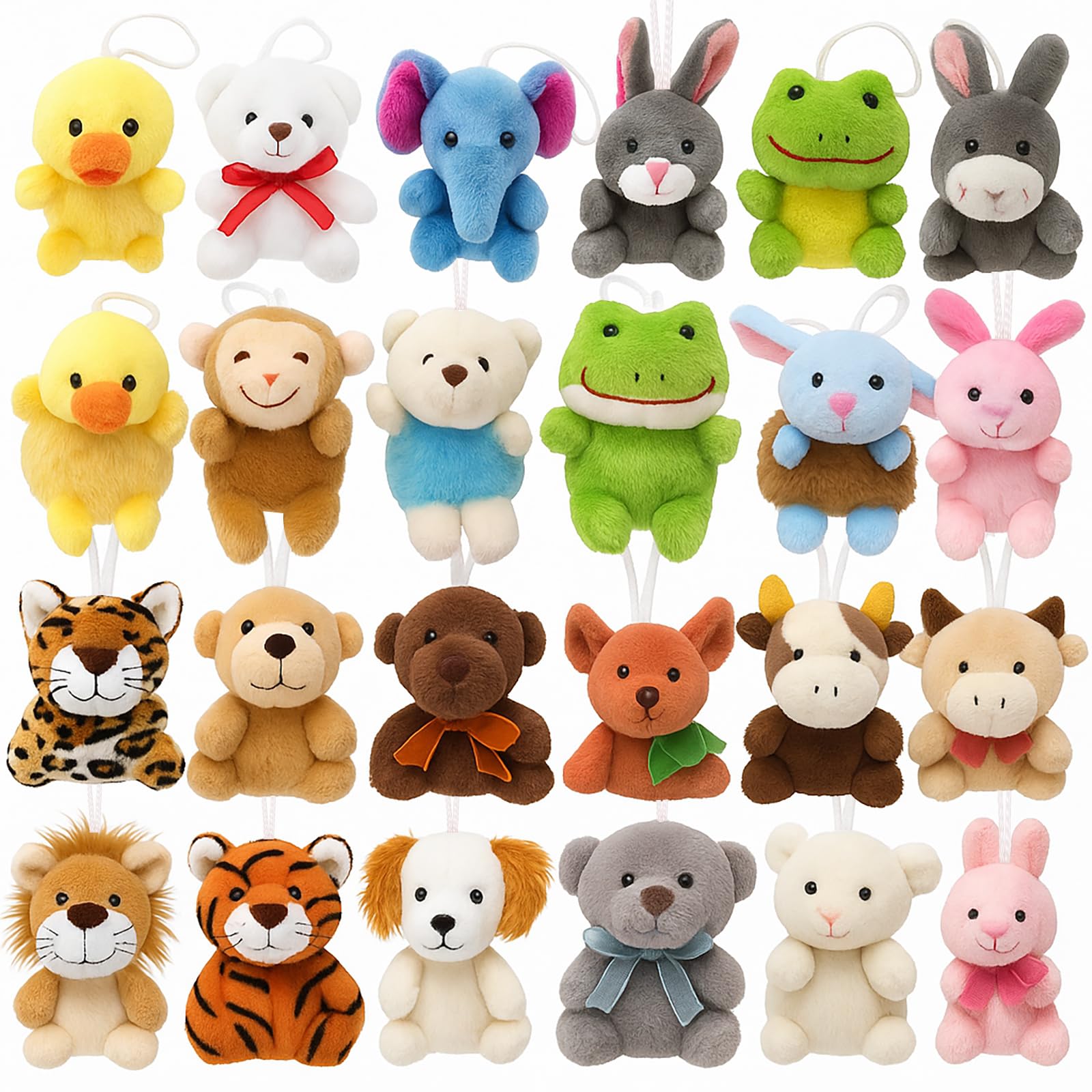 Mini Stuffed Animals Bulk 24 Pack Tiny Plushies Keychain for Kids Small Animal Plush Toys for Classroom Rewards