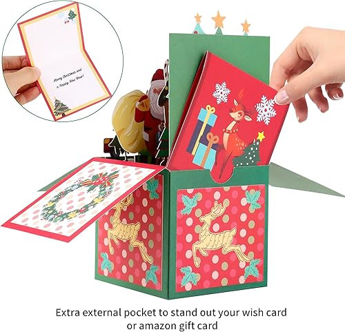 Miniatura 2 de Giiffu Tarjetas de Navidad desplegables 3D, tarjetas de felicitación de regalo de Navidad para tus amigos, niños y familia, tarjeta de Papá Noel de