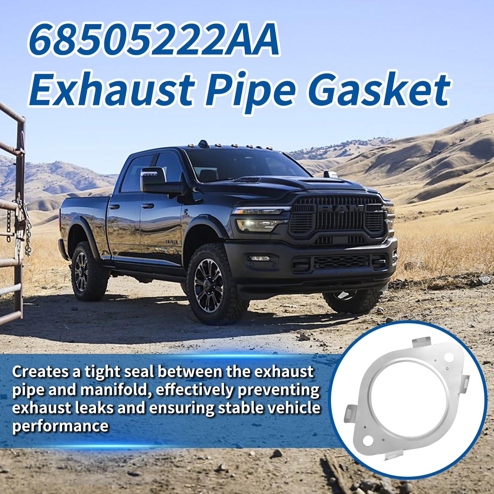 Upgraded 68505222AA Exhaust Pipe Gasket For Dodge RAM 1500 3.6L & 5.7L 2019-2022