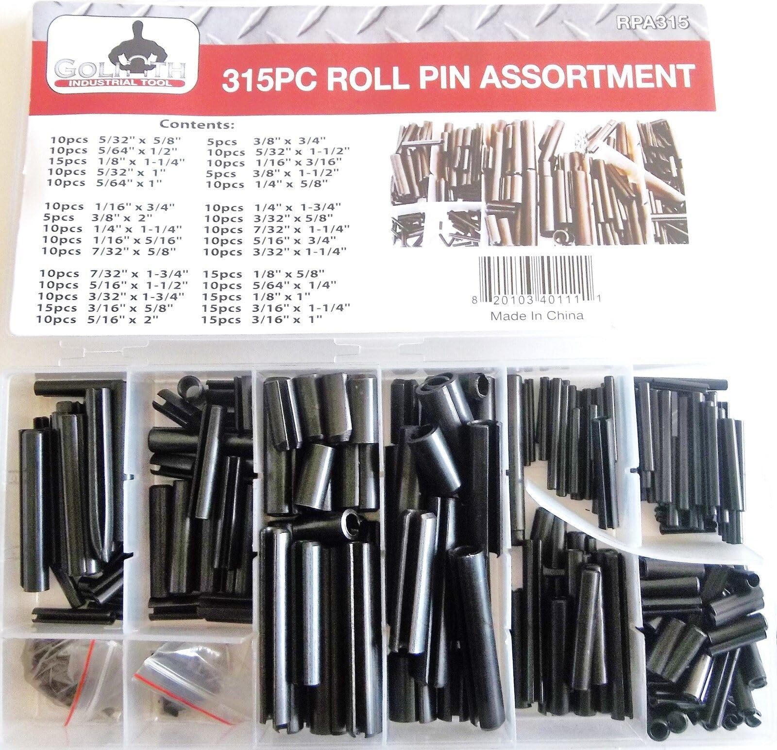 Generic 315pc Industrial ROLL PIN Assortment Set 30 Different Sizes RPA315 Index-PRO-Z1-318