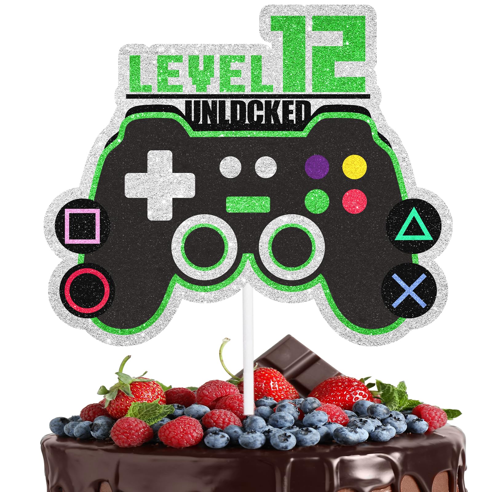 Game Controller Cake Topper Video Game Theme Level Up 12 Happy Birthday Unlocked Decoration, Boys and Girls Birthday Party, Game Night, or Anniversary