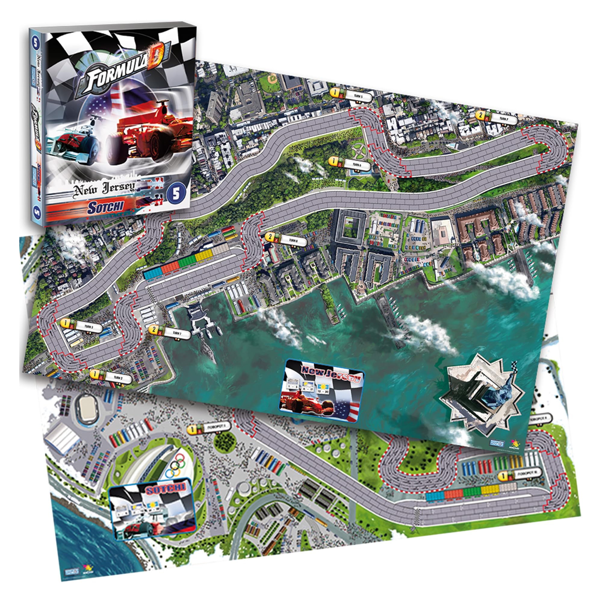 Asmodee Formula D Expansion 5 New Jersey and Sotchi