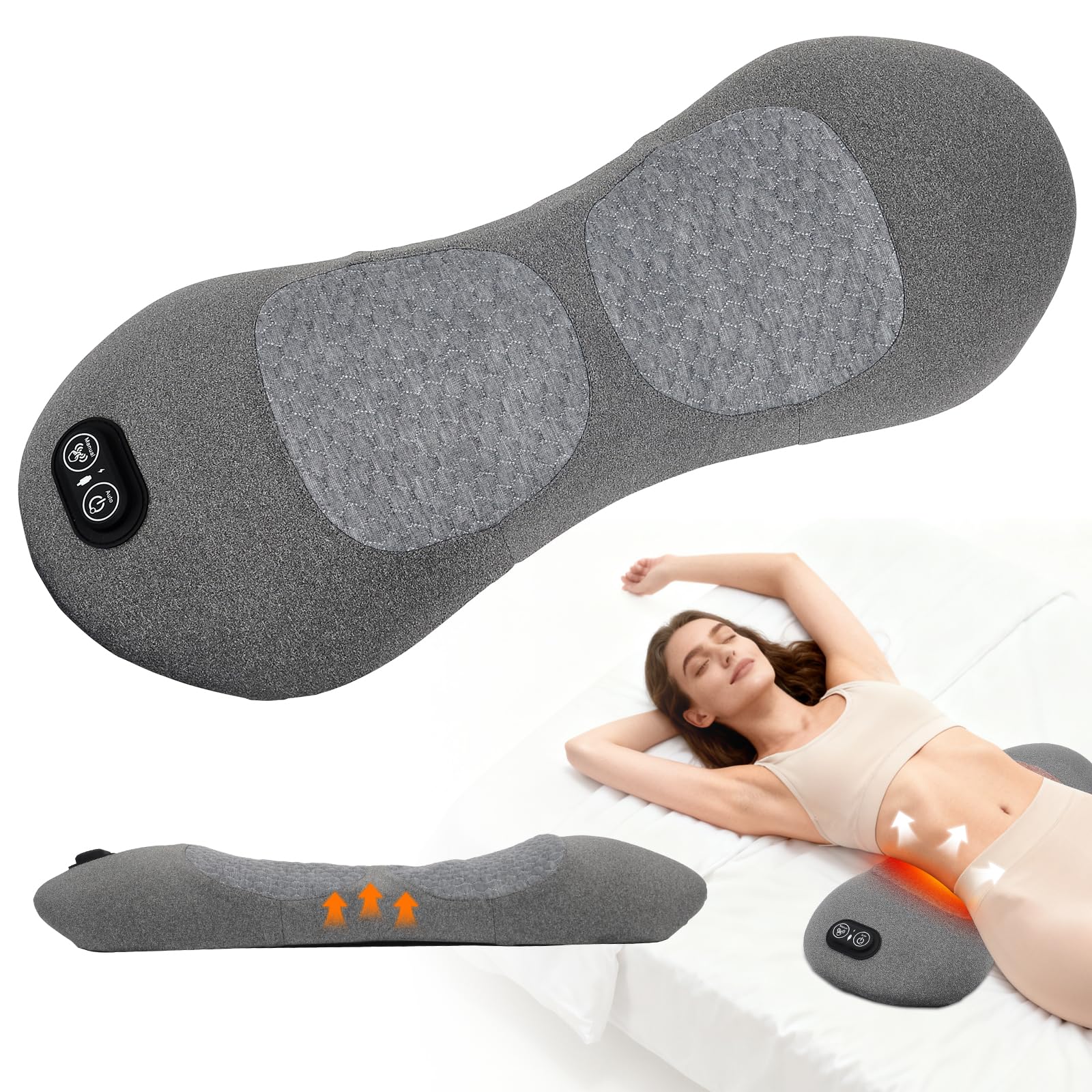 3 in 1 Rückenmassagegerät mit Massage und Wärme, Ergonomische Lendenstütze aus Memory Foam, Rückenstütze für Büro Auto und Zuhause mit Air Lift Funktio