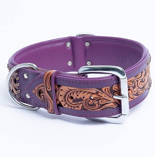 Miniatura 10 de Angel Pet Supplies - Collar de cuero genuino para perro San Antonio, perfecto para perros medianos, grandes y XL, hebilla de acero inoxidable, cuero