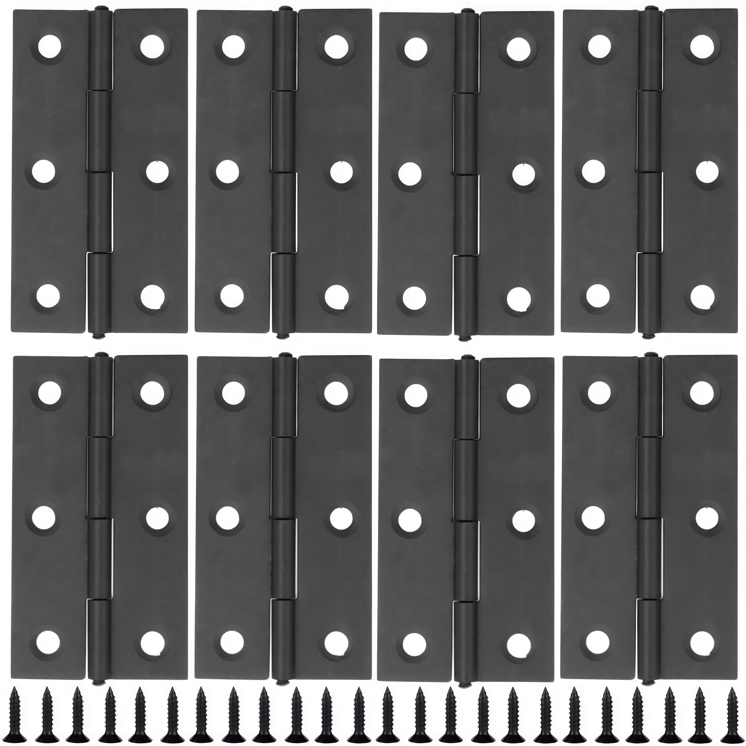 Vbnexyr Regular Folding Hinge 8 Pack Black Stainless Steel Folding Hinges Flat Hinge Hardware For Wooden Crates Small Handicrafts 3 Inches