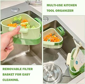 Suction Cup sink Corner Rack, Detachable Suction Cup Storage food Catcher Rack, Multi-Functional Kitchen Holder