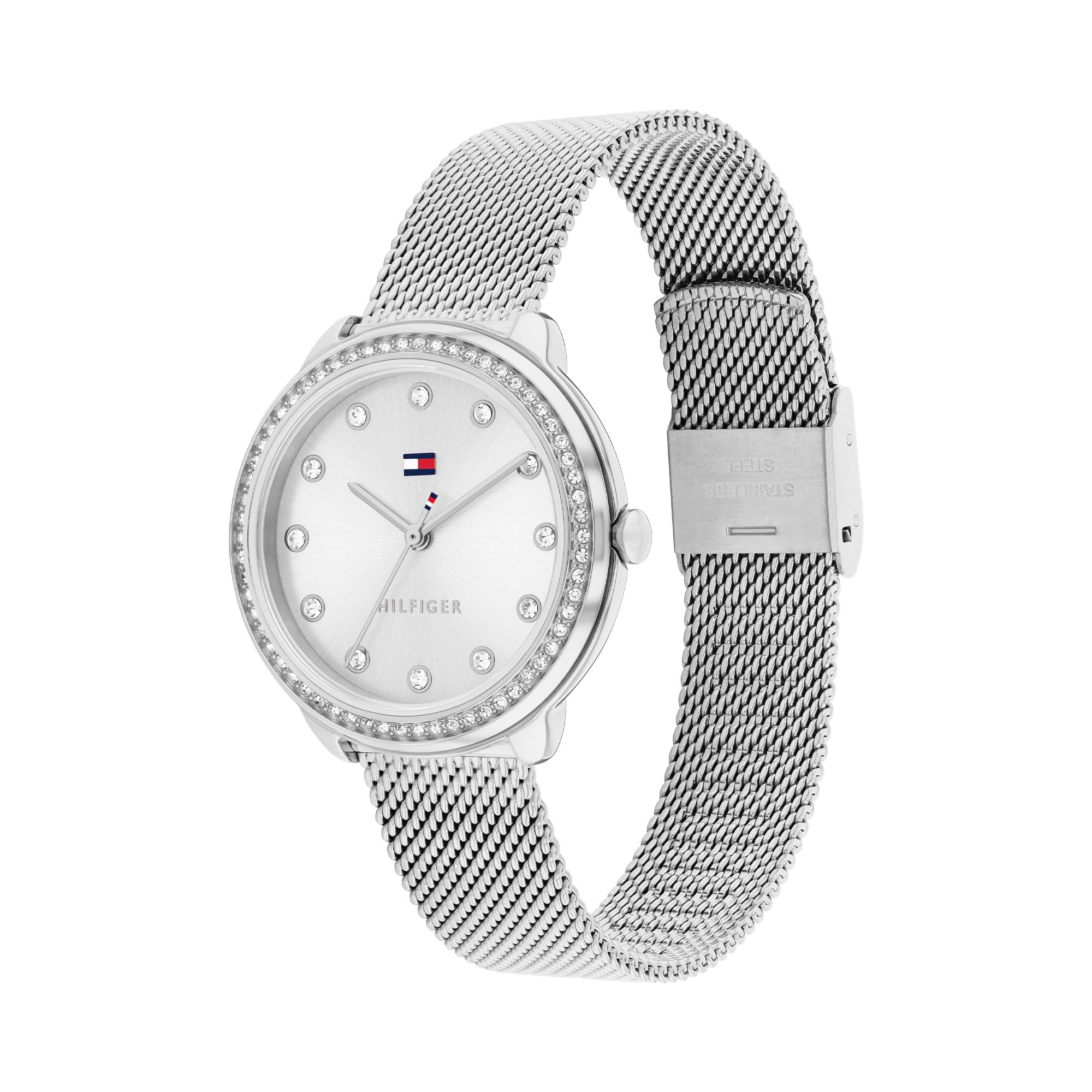 Tommy Hilfiger Reloj con Movimiento de Cuarzo de Tres Manecillas para Mujer con Correa de Malla de Acero Inoxidable Plateada - 1782698