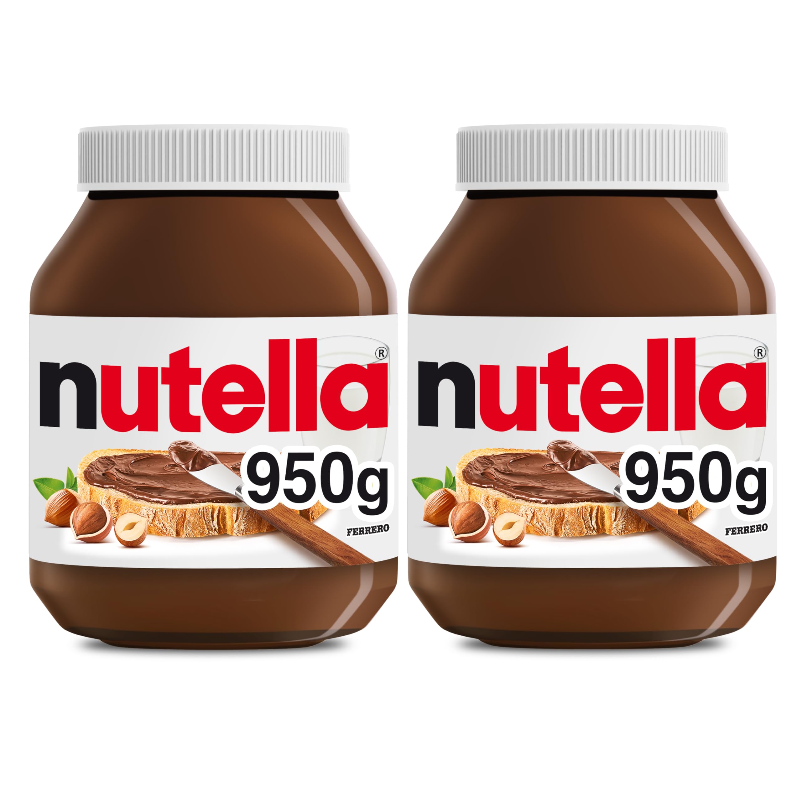 Nutella Chocolate Spread, Hazelnut, for Pancakes, Porridge, Muffins and Party Food, Unique Recipe, Smooth Texture and an Unmistakable Taste, 2 x 950g Jar