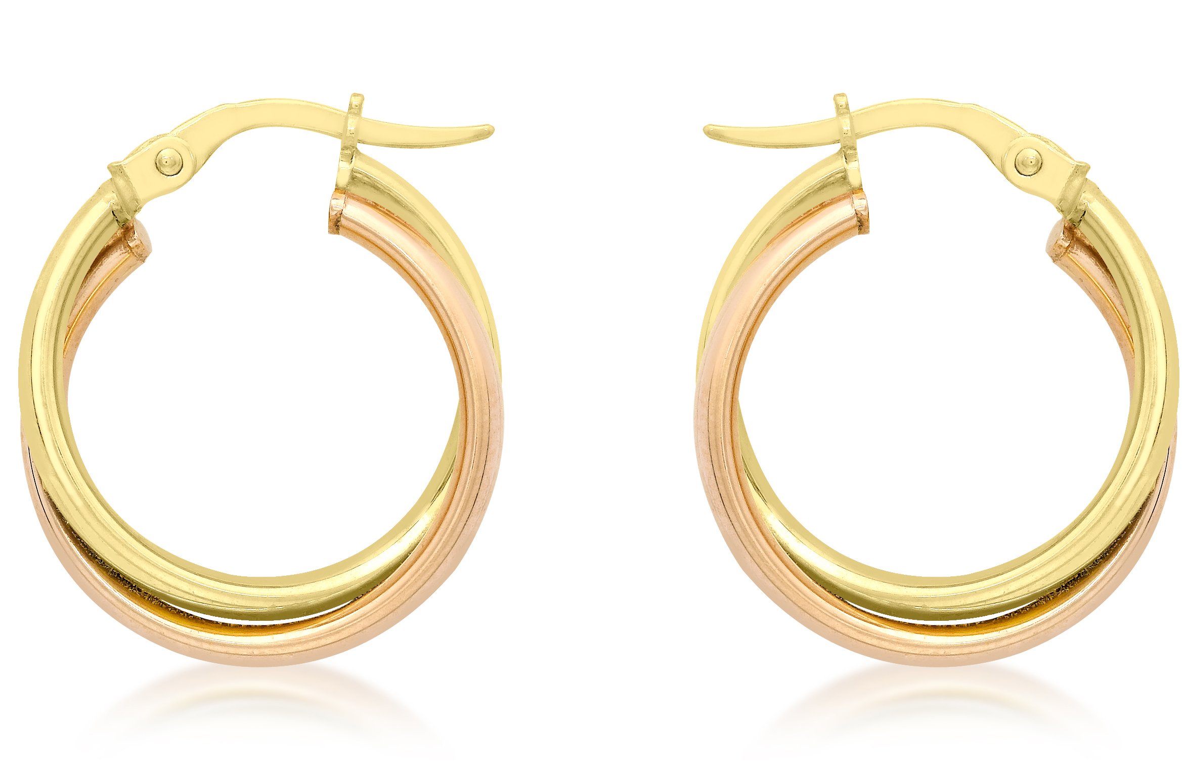 Carissima Orecchini Creole a Tubo Quadrato da 2mm 18mm Rotondo in Oro Rosa 9ct Donna